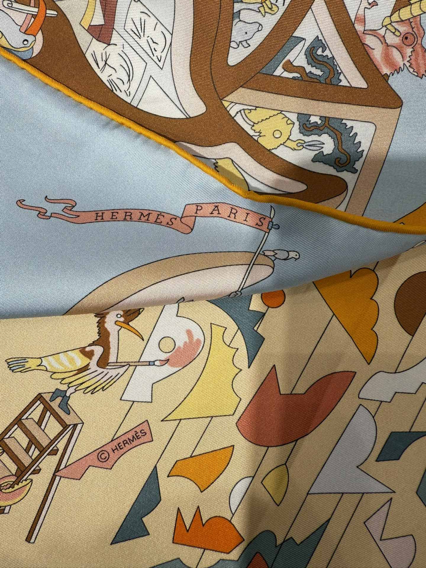 💟2025年上新 爱马仕马术学院💦💞18姆米真丝【90真丝斜纹双面双色佩戴】手工卷边斜纹真丝方巾（100