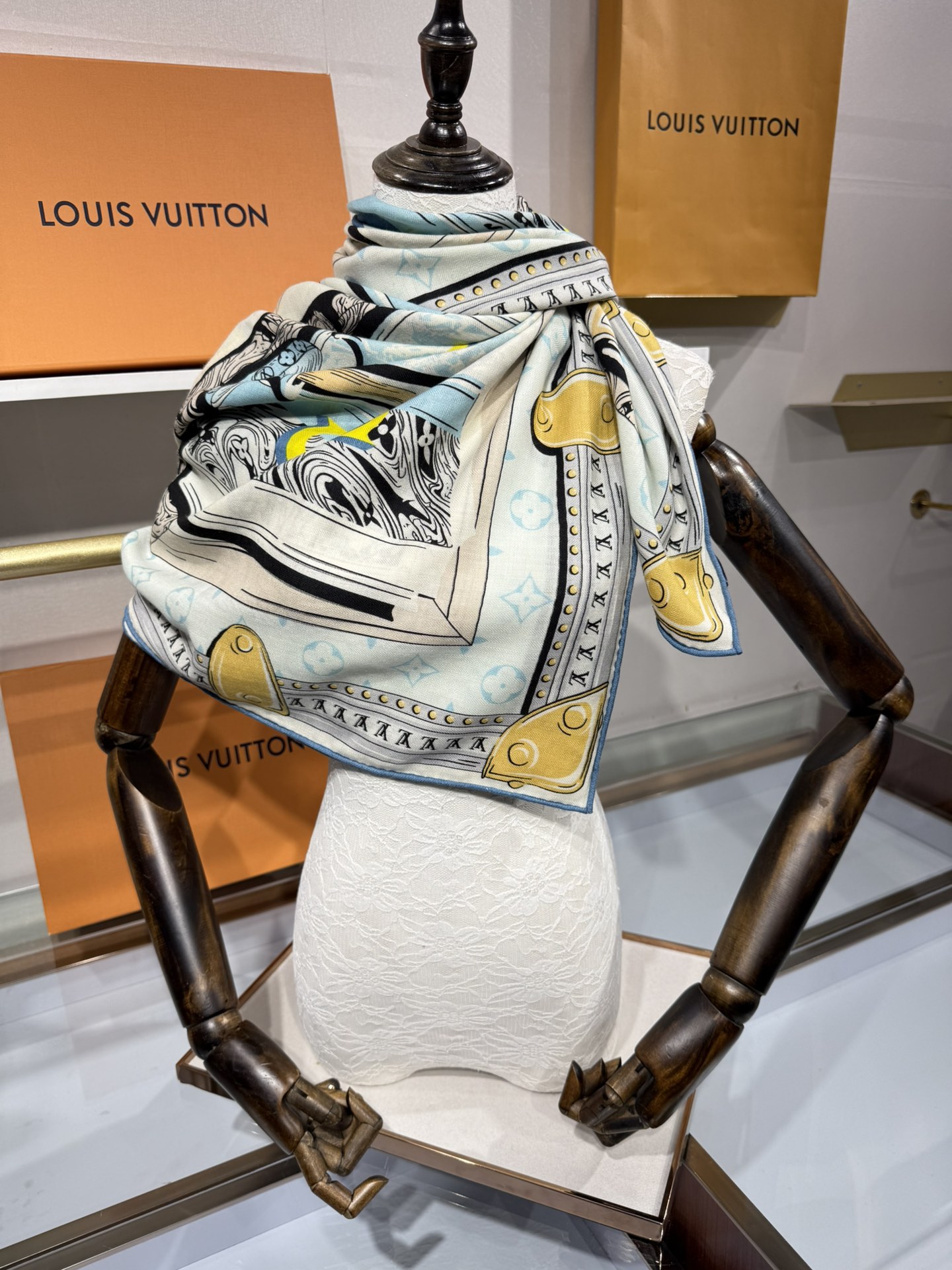 💟2025年秋冬新款 LV LIBRARY 140双面同色丝毛方巾LV Library 丝毛方巾以考究印