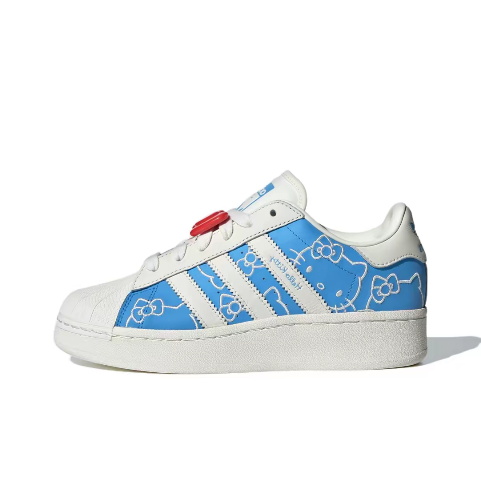 💰💰110 🌊白蓝IG4477 Hello Kitty/凯蒂猫 x adidas originals SUPERSTAR XLG 舒适时尚 防滑耐磨 低帮 板鞋 女款