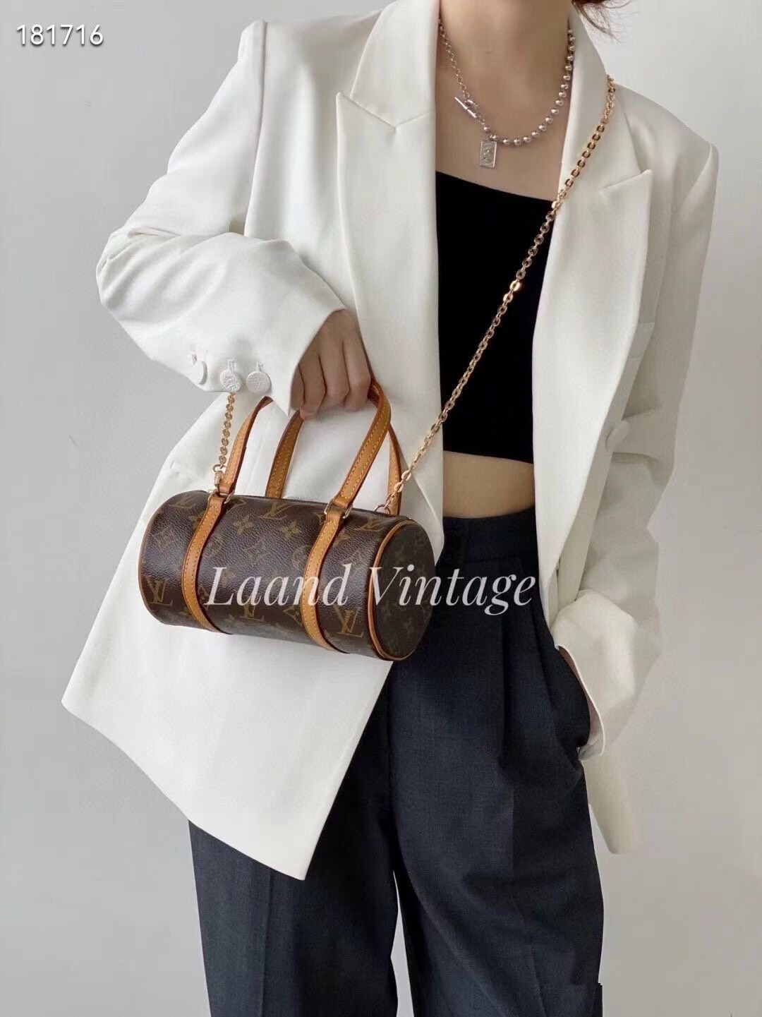 NO:620250,[VINTAGE Medieval Cylindrical Bag] M51384 Presbyopia Model Picture,19860909【VINTAGE 中古圆筒包】M51384 老花 模特图,,Bag