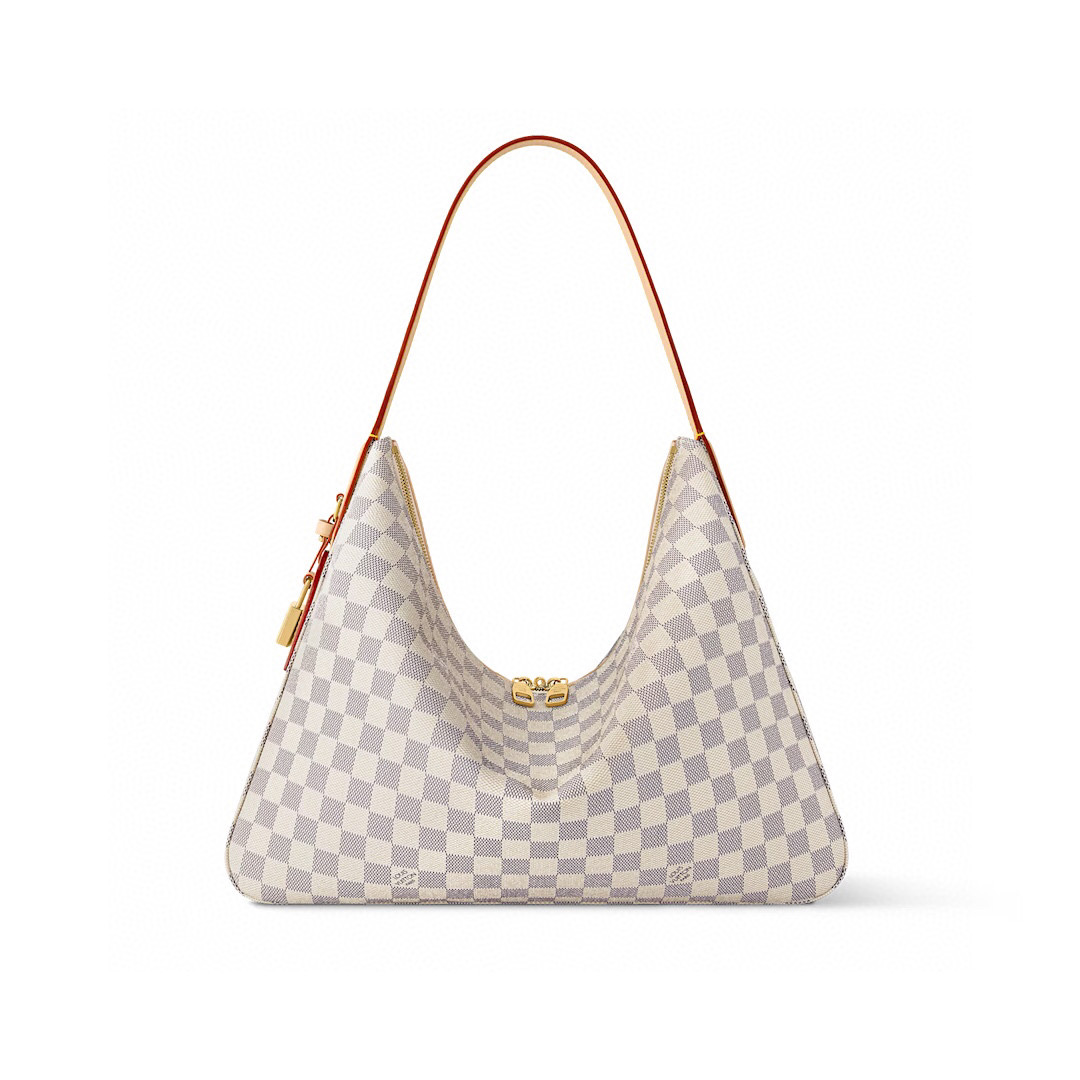 NO:620451,[Slouchy MM handbag] N00126 white check/pink official website picture,19860909【Slouchy MM 手袋】N00126 白格/粉色 官网图,,Bag