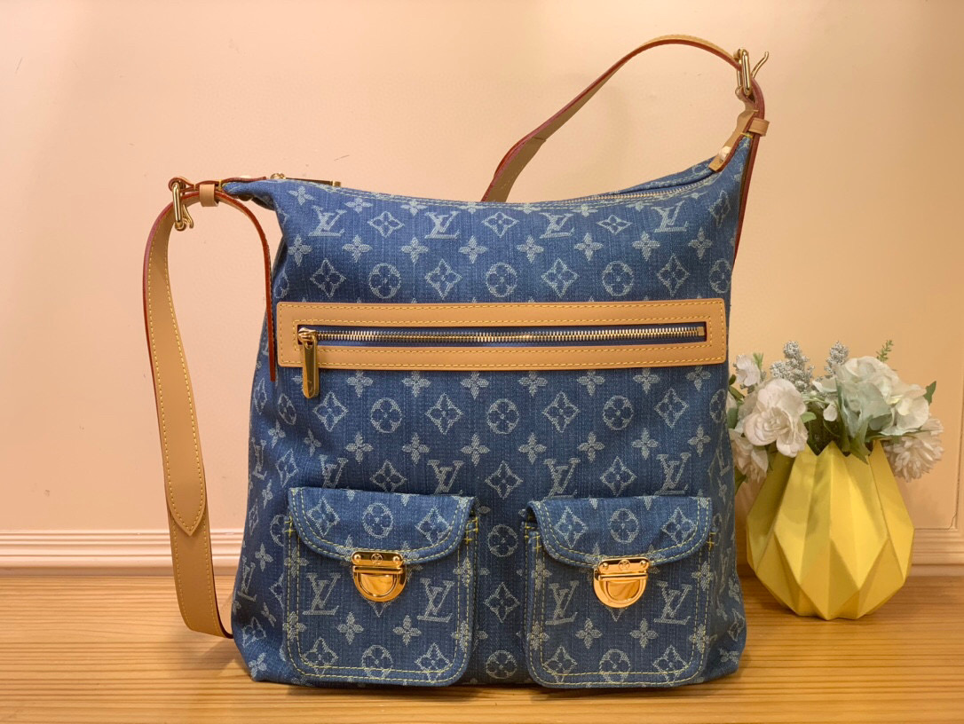 NO:552137,Top original order [medium handbag large size] M95210 denim/blue cc two shoulder straps, one long and one short, size: 30×34×13.6317075,19860909顶级原单【中古手袋大号】M95210 牛仔/蓝色cc 两条肩带 一长一短 尺寸:30×34×13.6317075,,Bag