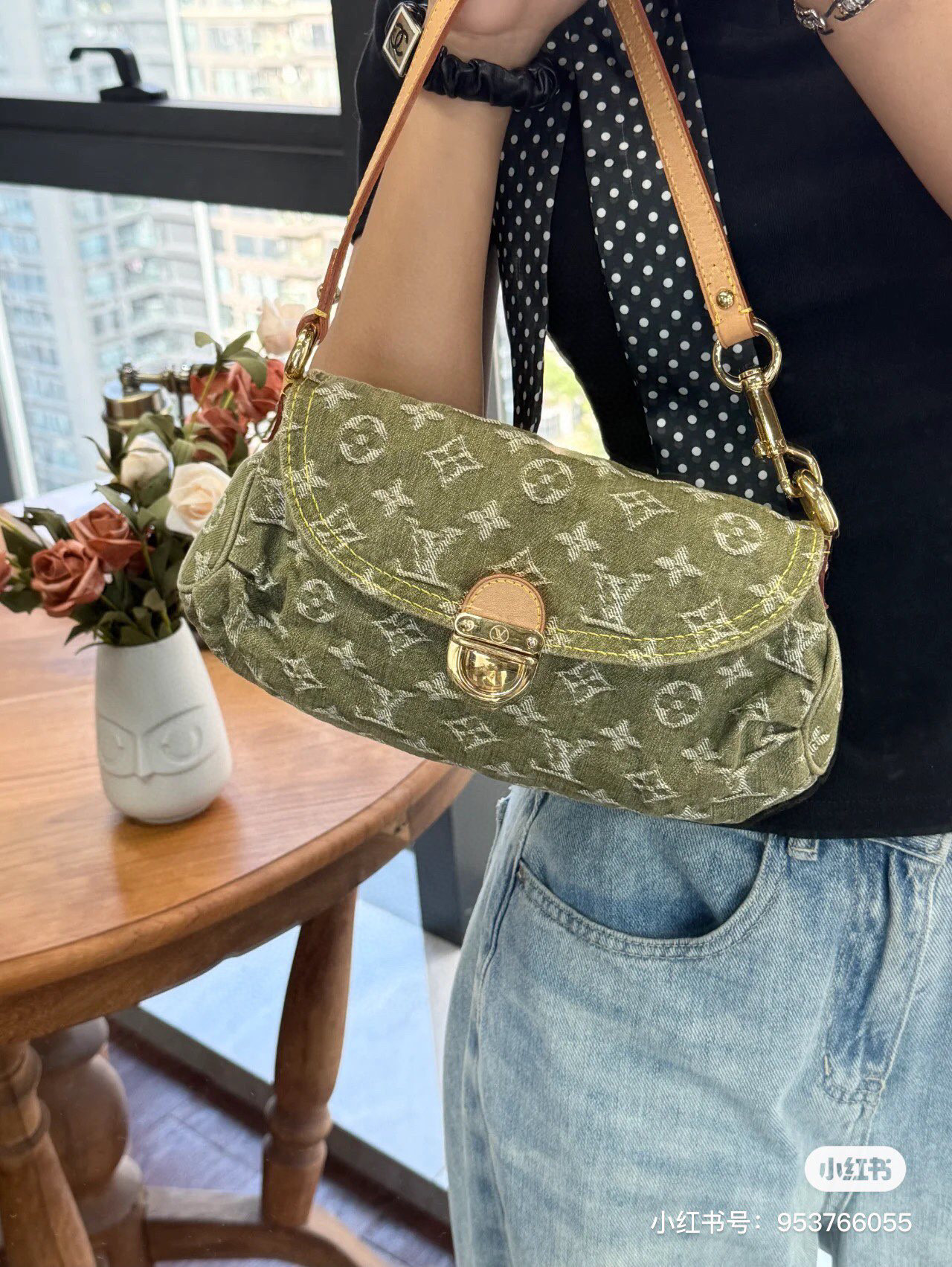 NO:552151,[Vintage denim satchel] M95050 green, satchels19860909【Vintage 牛仔挎包】M95050 绿色,,satchels,Bag