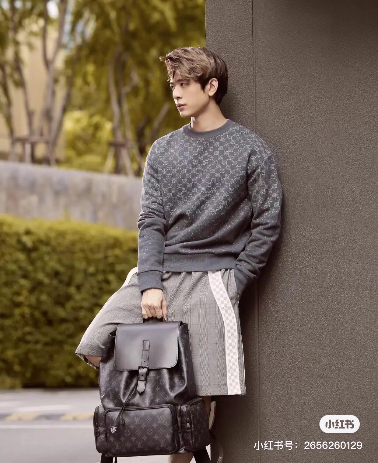 NO:552122,[Backpack] M45670 Black Flower Model Picture,19860909【 双肩包】M45670黑花 模特图,,Bag