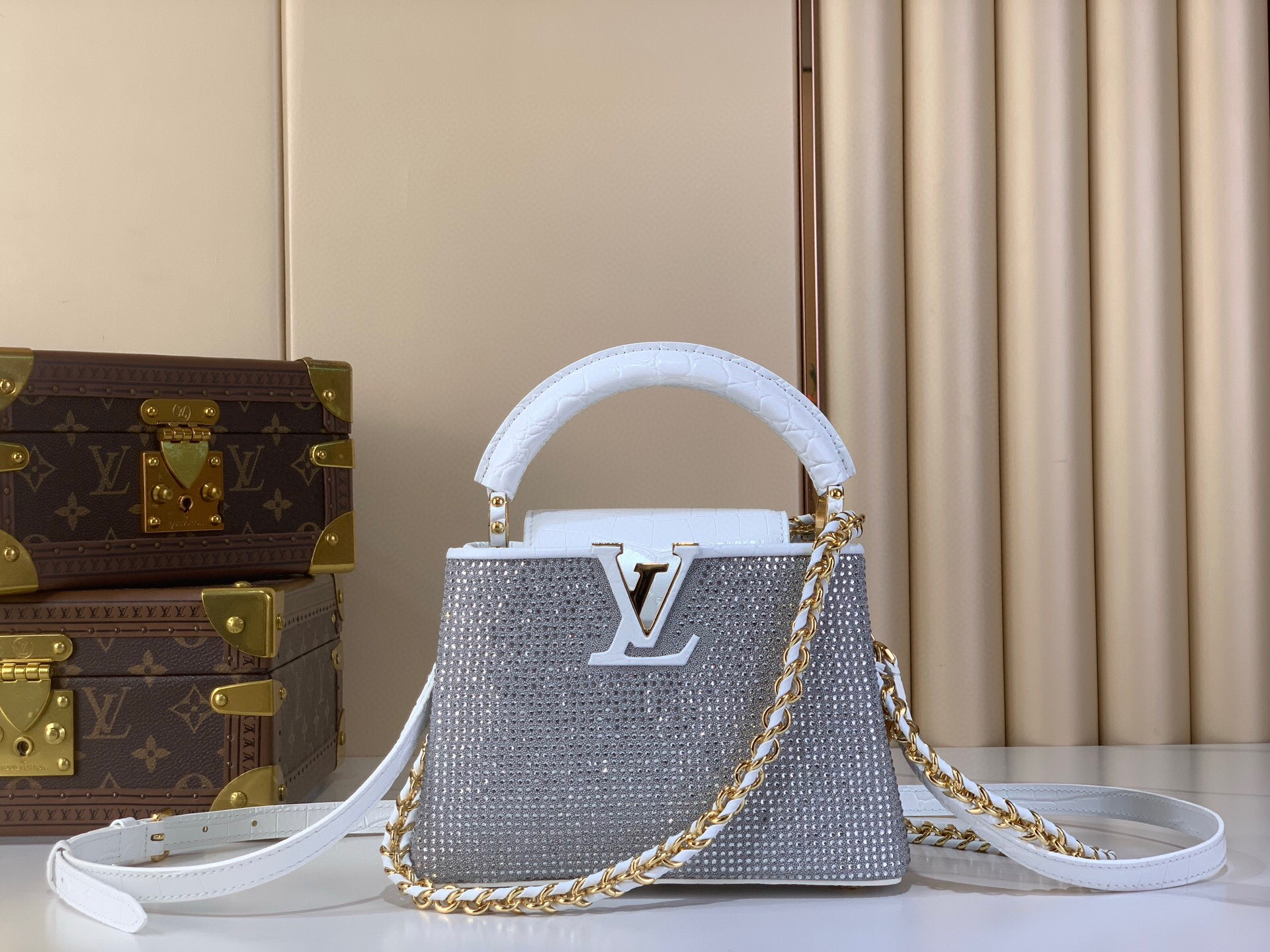 LV Style Beige Leather Top Handle Bag Lookbook Reference image 1