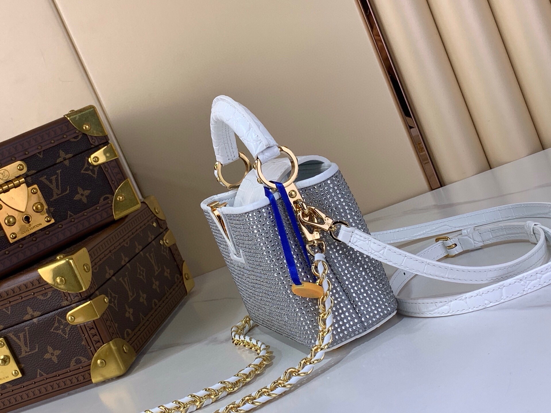 LV Style Beige Leather Top Handle Bag Lookbook Reference image 2