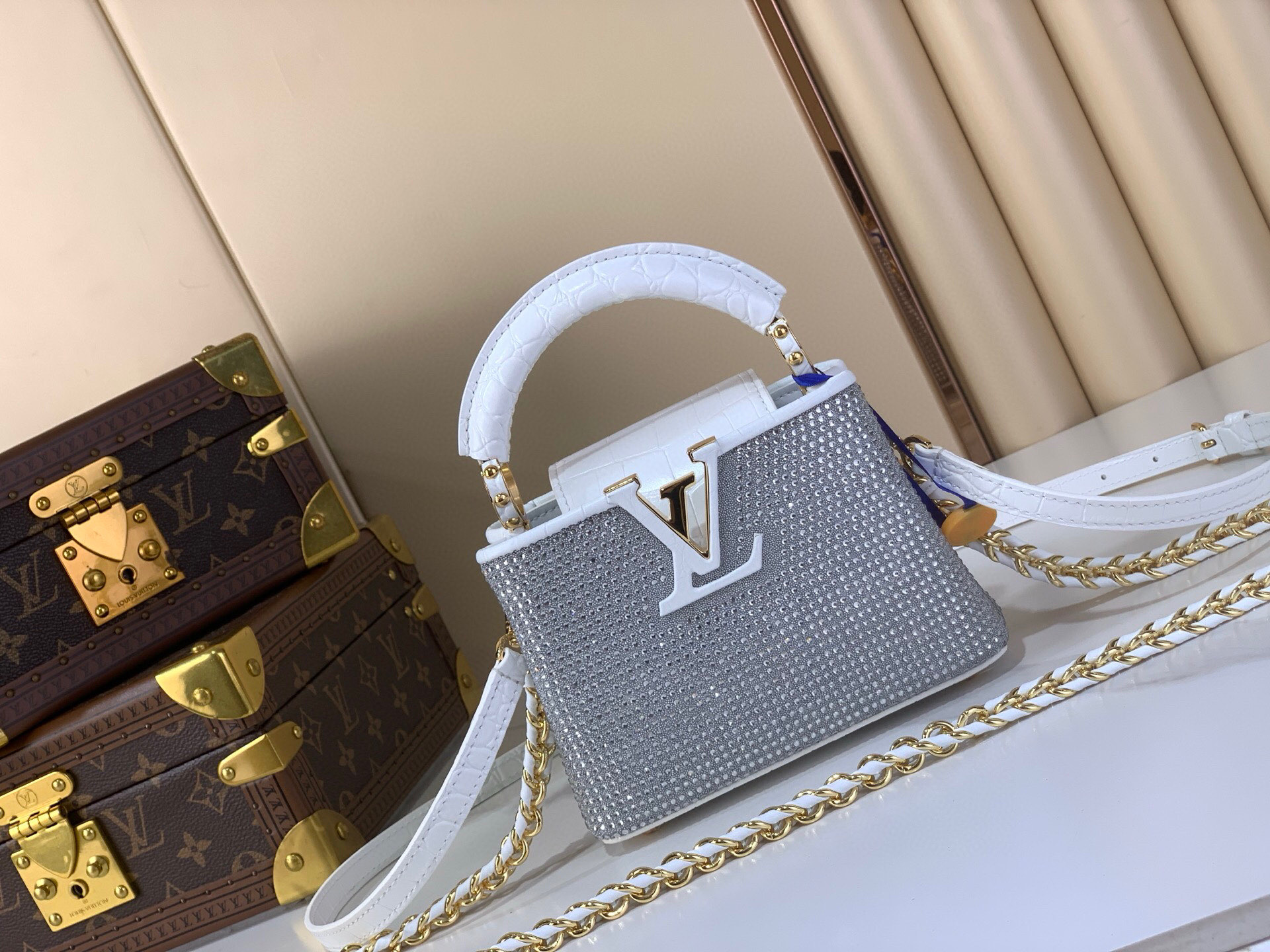 LV Style Beige Leather Top Handle Bag Lookbook Reference image 1