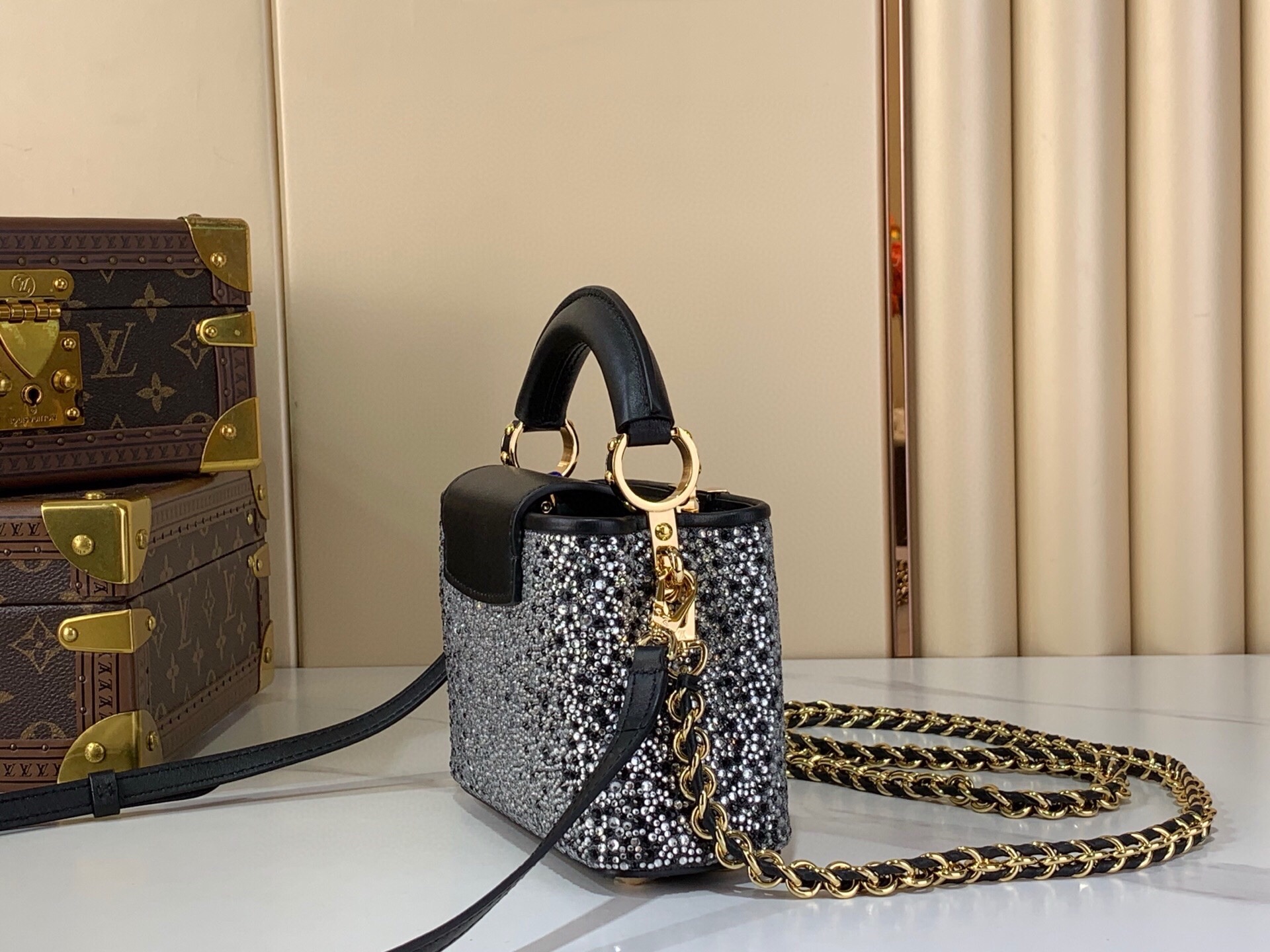 LV Style Beige Leather Top Handle Bag Lookbook Reference image 2