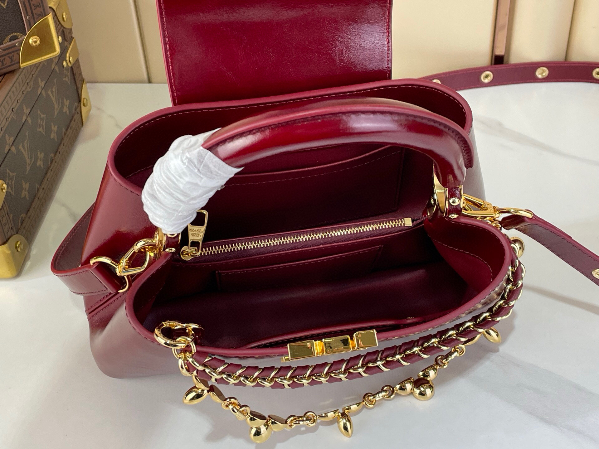 LV Style Beige Leather Top Handle Bag Bags Top Handle Bag detail image 9 from source 738349
