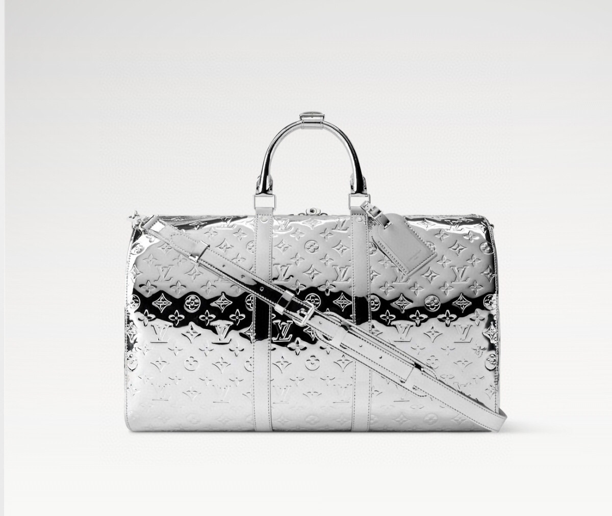 NO:581649,[Keeall Bandoulière 50 Travel Bag] M26463 Rose Gold 26766 Silver (Patent Leather),19860909【 Keeall Bandoulière 50 旅行袋】M26463 玫瑰金 26766 银色（漆皮）,,Bag