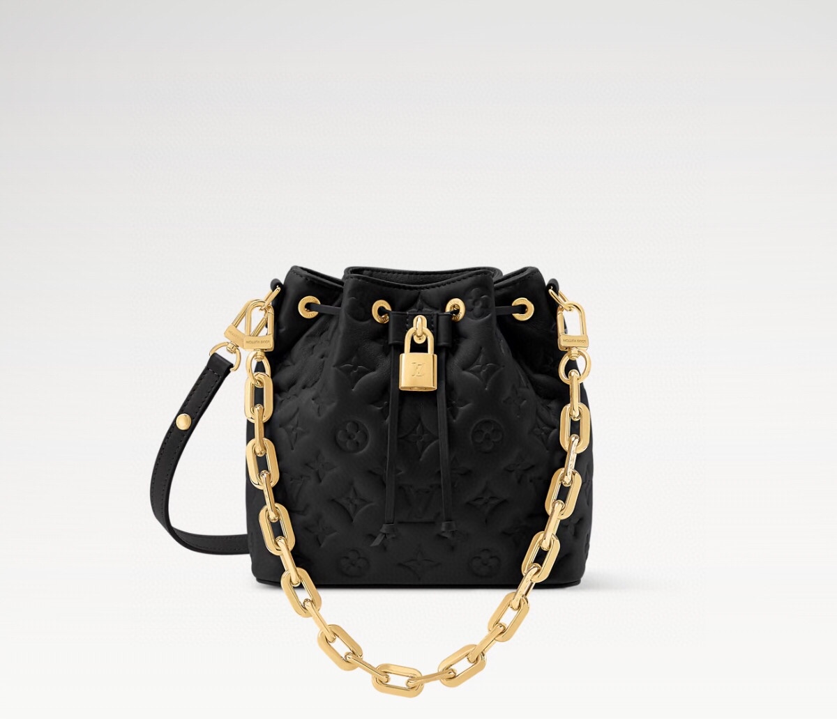NO:602776,[Coussin Bucket bucket handbag] M26216 black 26530 apricot (embossed chain),19860909【Coussin Bucket 水桶手袋】M26216 黑色 26530 杏色（压花 链条）,,Bag