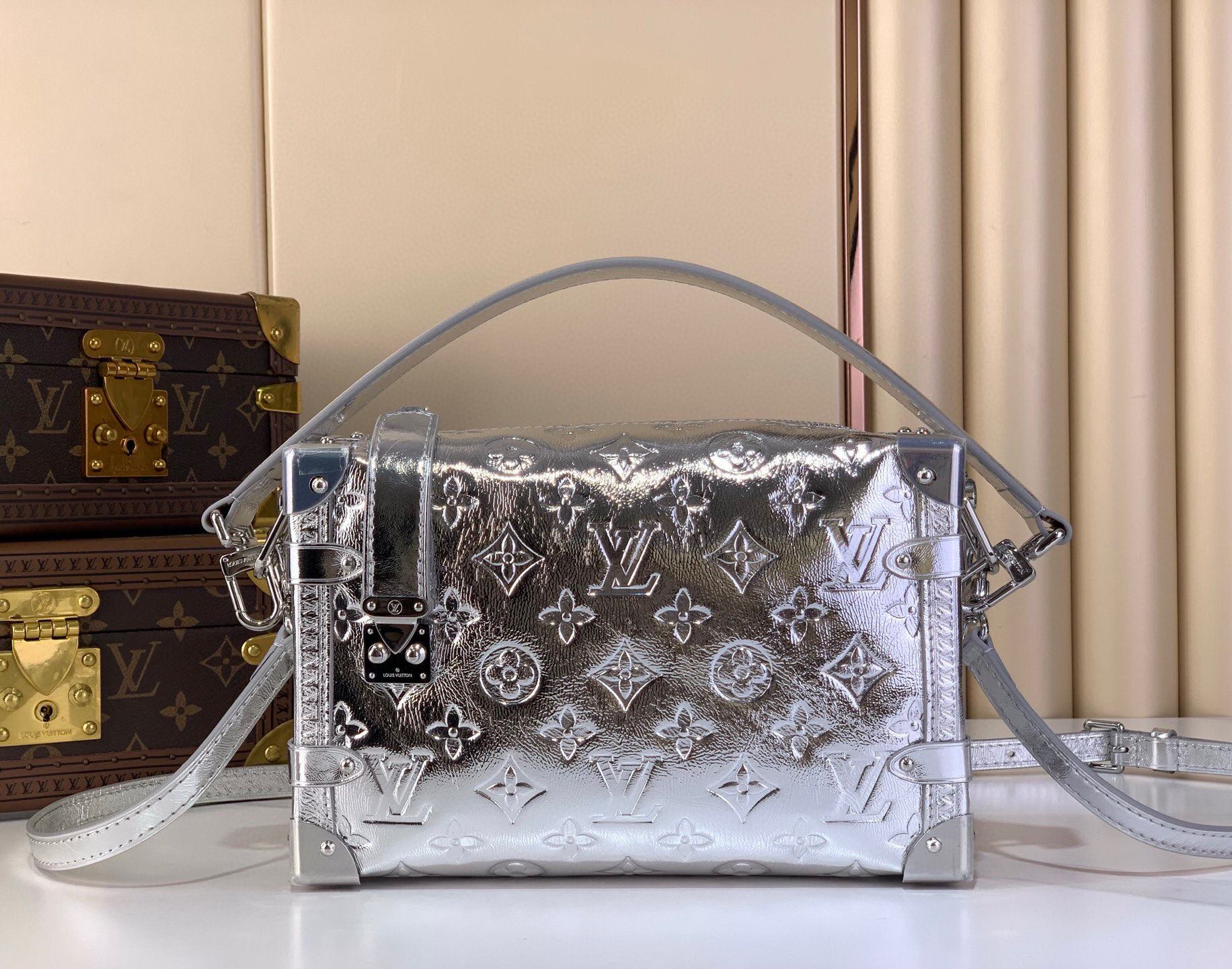 LV Style Beige Leather Top Handle Bag Lookbook Reference image 1