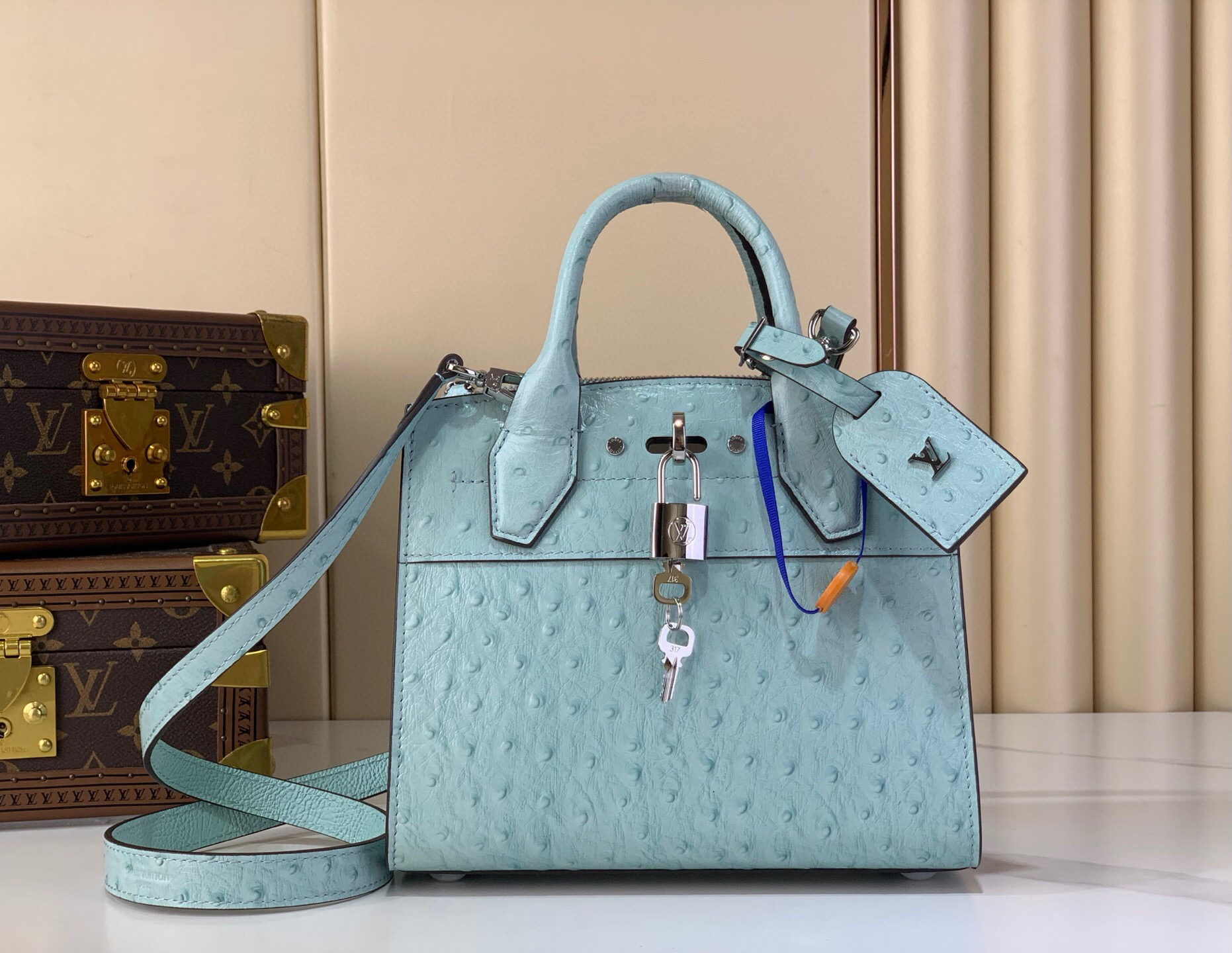 LV Style Beige Leather Top Handle Bag Lookbook Reference image 1