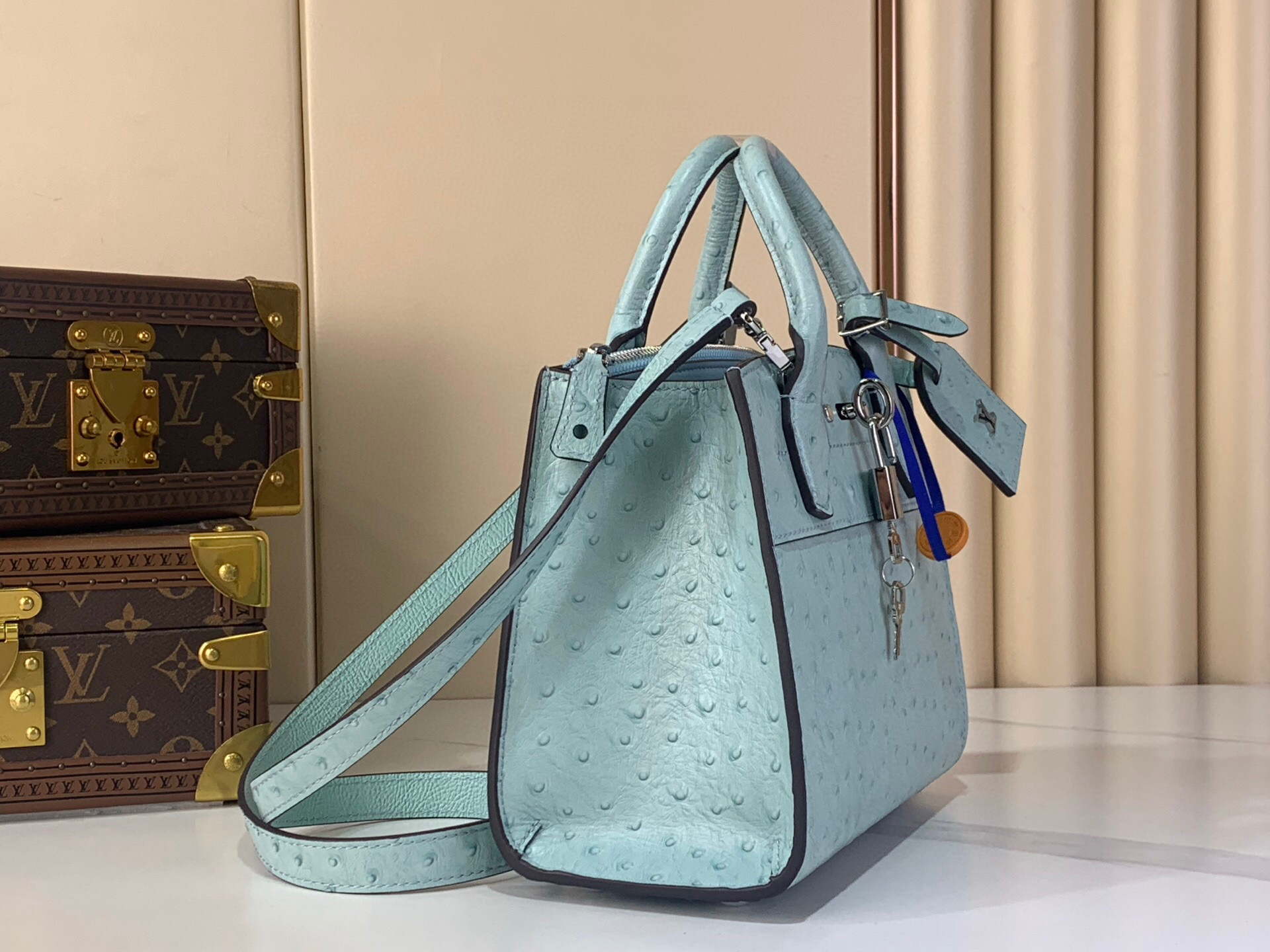 LV Style Beige Leather Top Handle Bag Lookbook Reference image 2