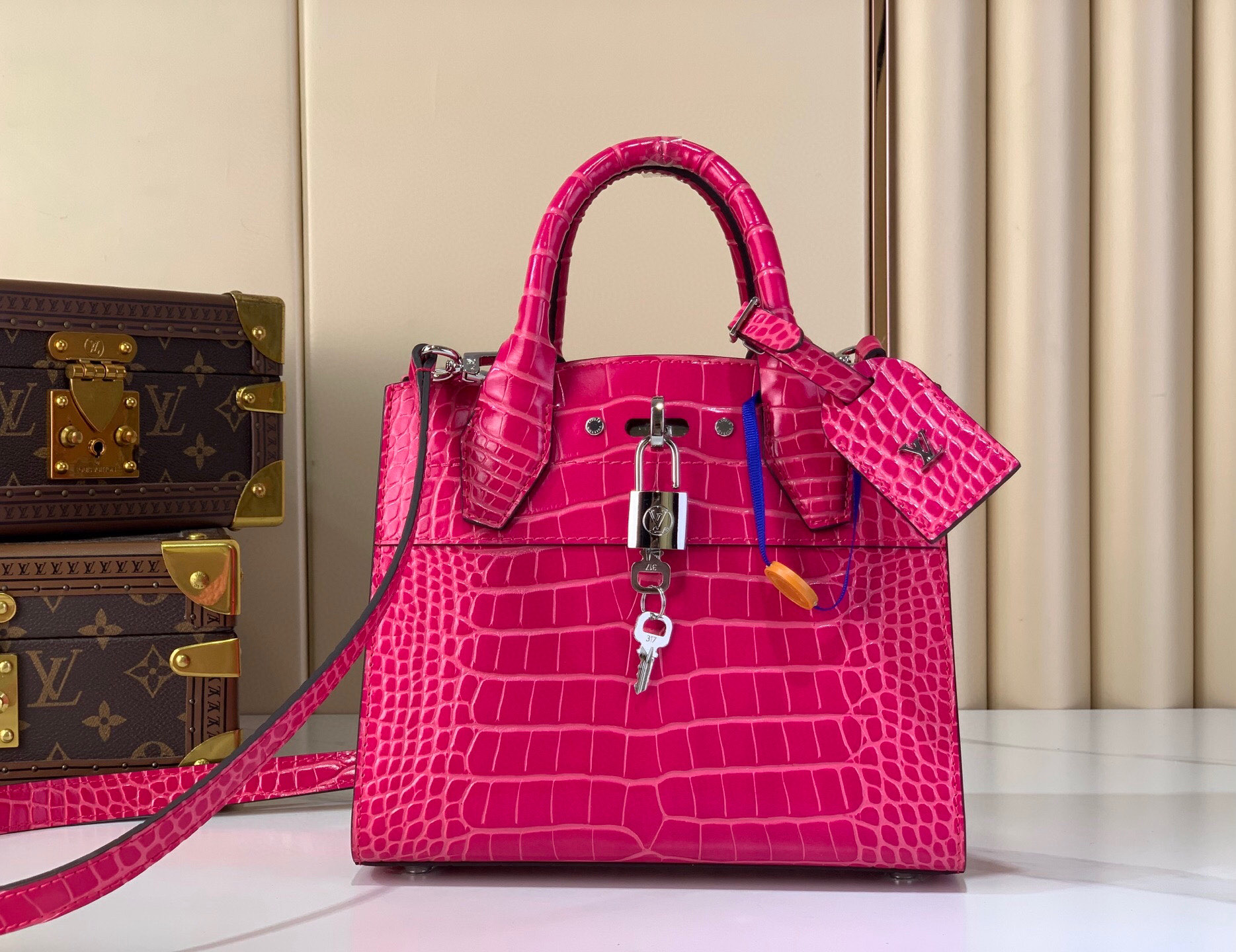 LV Style Beige Leather Top Handle Bag Lookbook Reference image 1