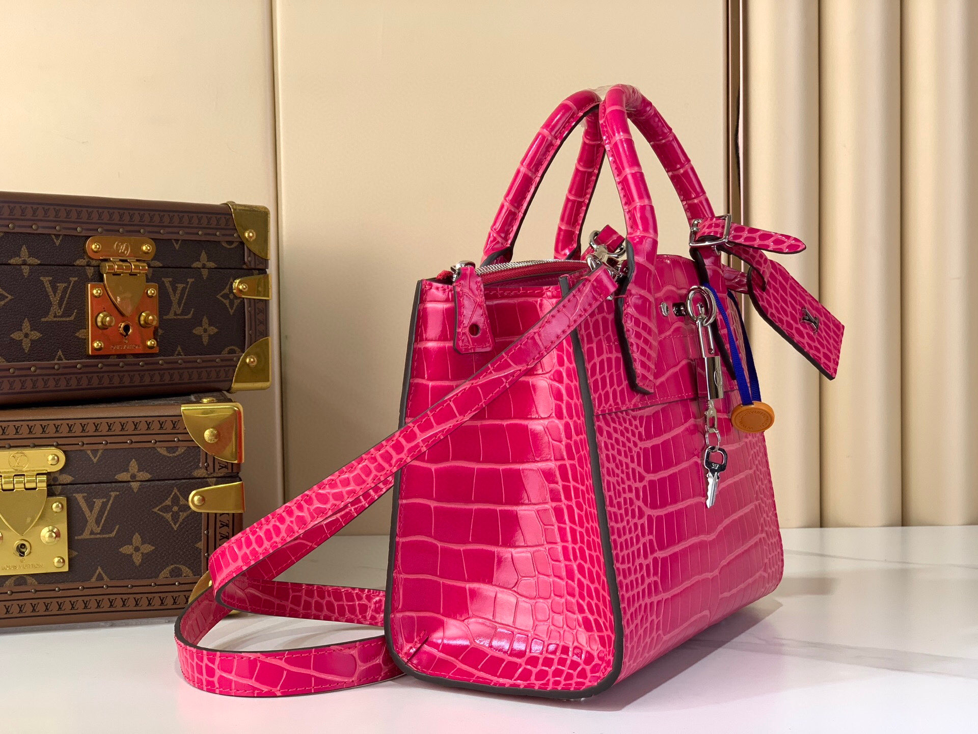 LV Style Beige Leather Top Handle Bag Lookbook Reference image 2