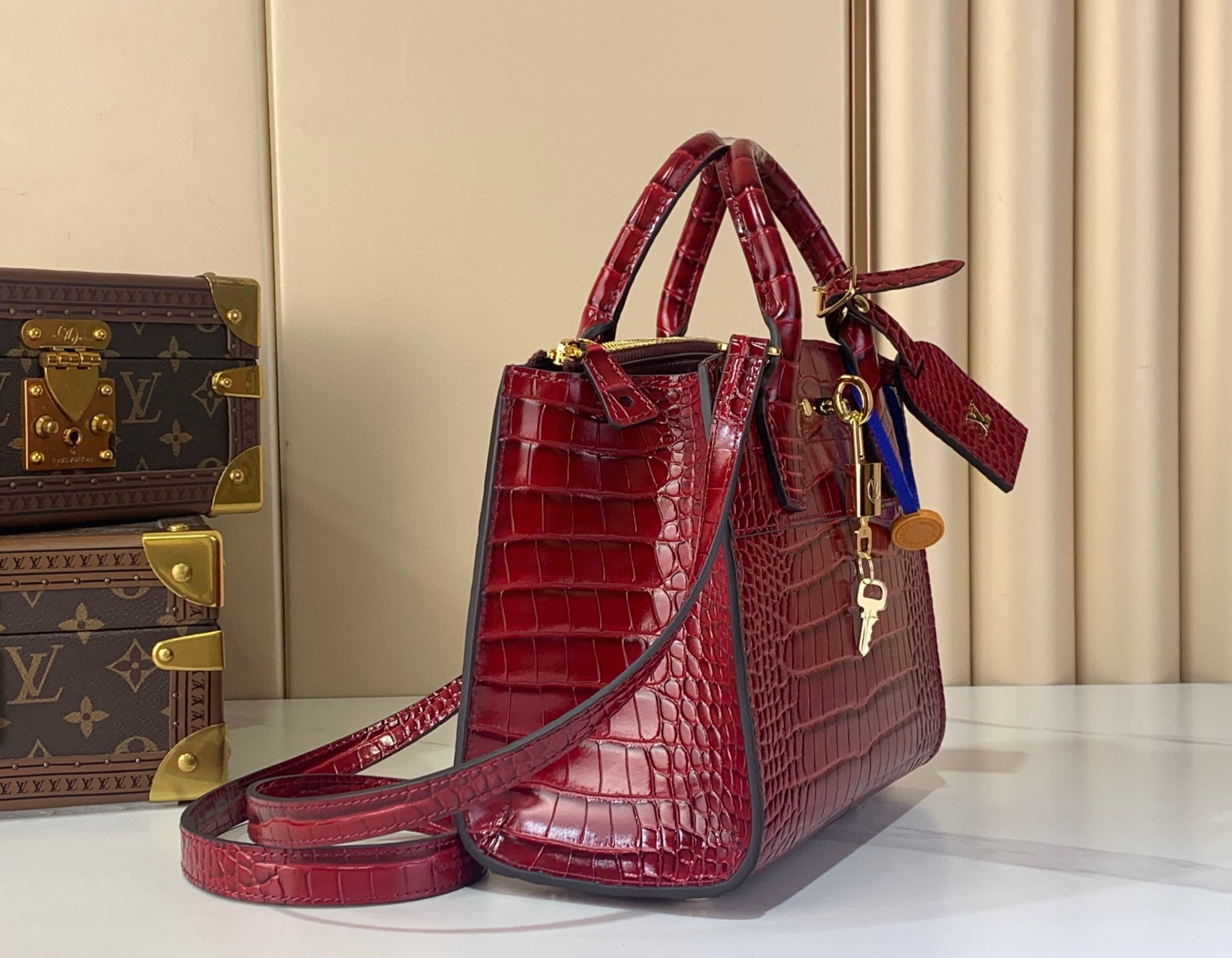 LV Style Beige Leather Top Handle Bag Lookbook Reference image 2