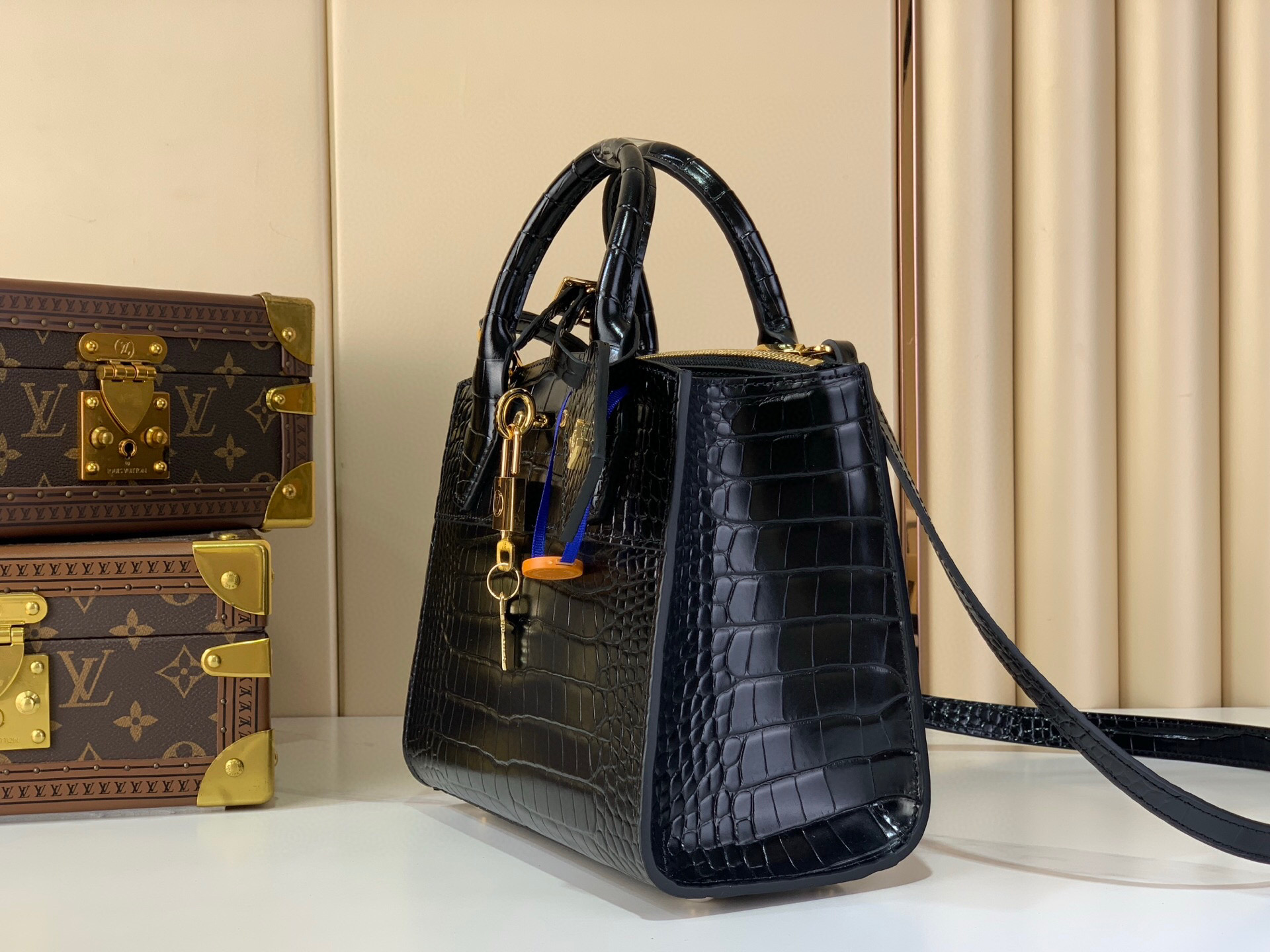 LV Style Black Leather Top Handle Bag Lookbook Reference image 2