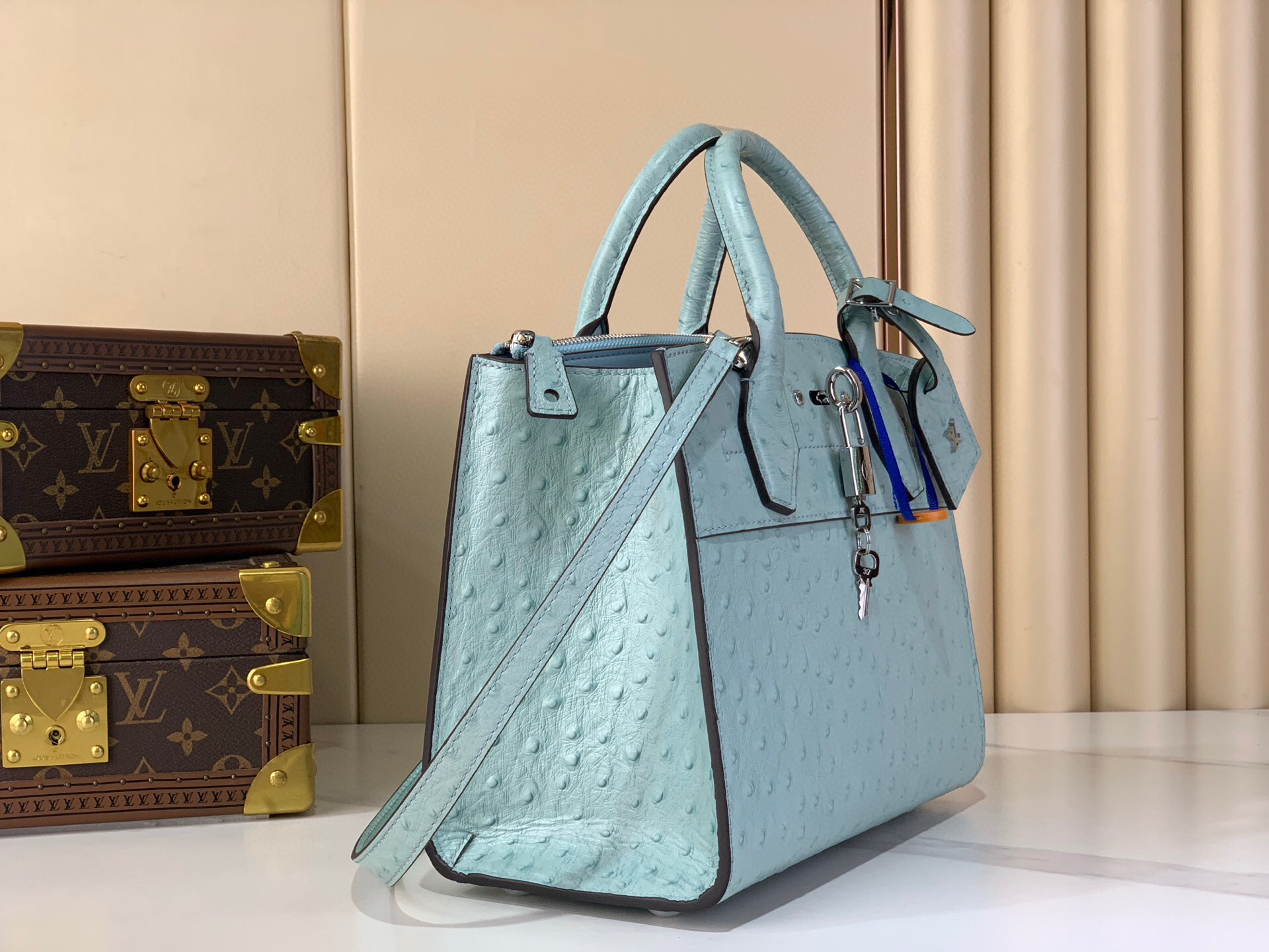 LV Style Beige Leather Top Handle Bag Lookbook Reference image 2