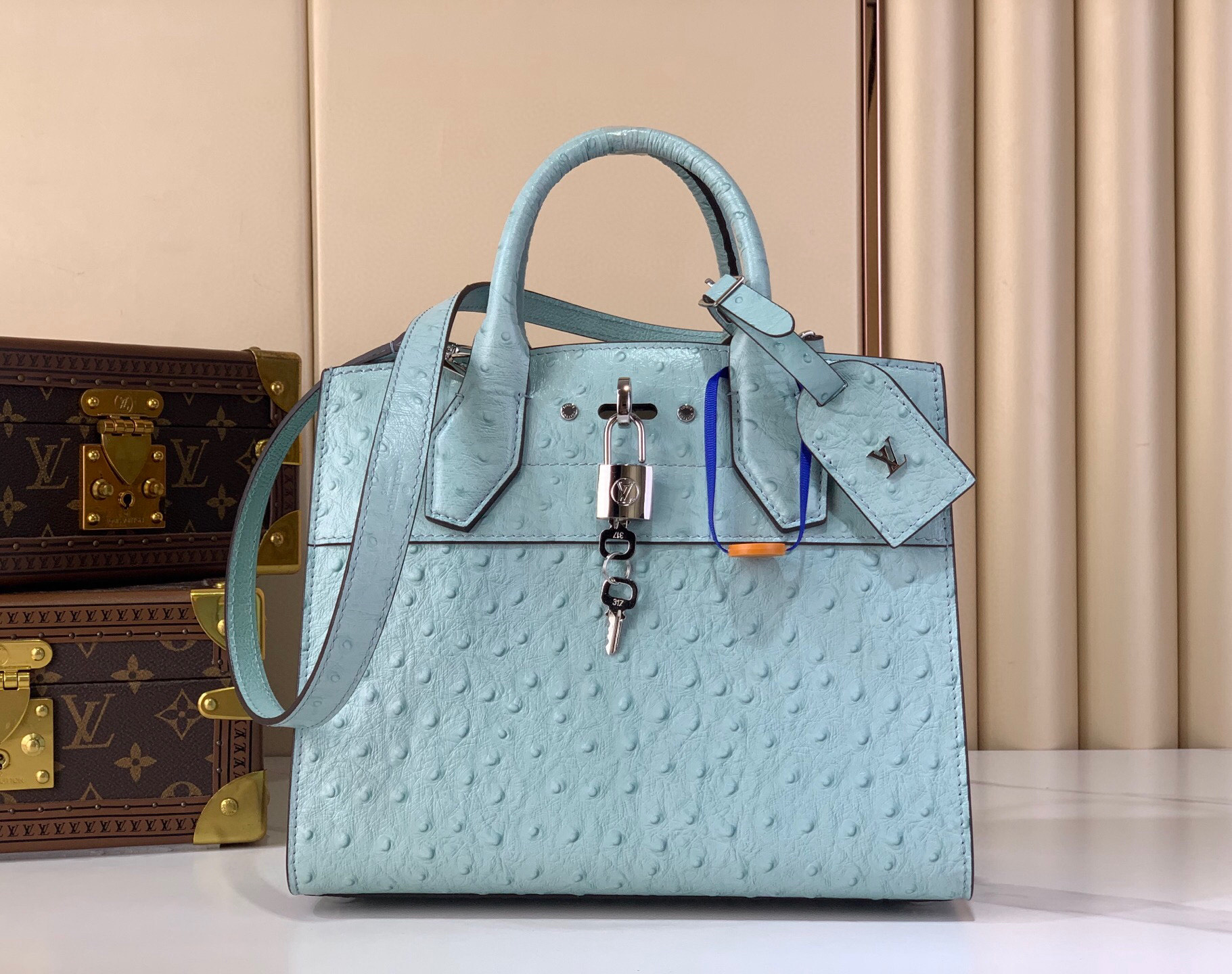 LV Style Beige Leather Top Handle Bag Lookbook Reference image 1