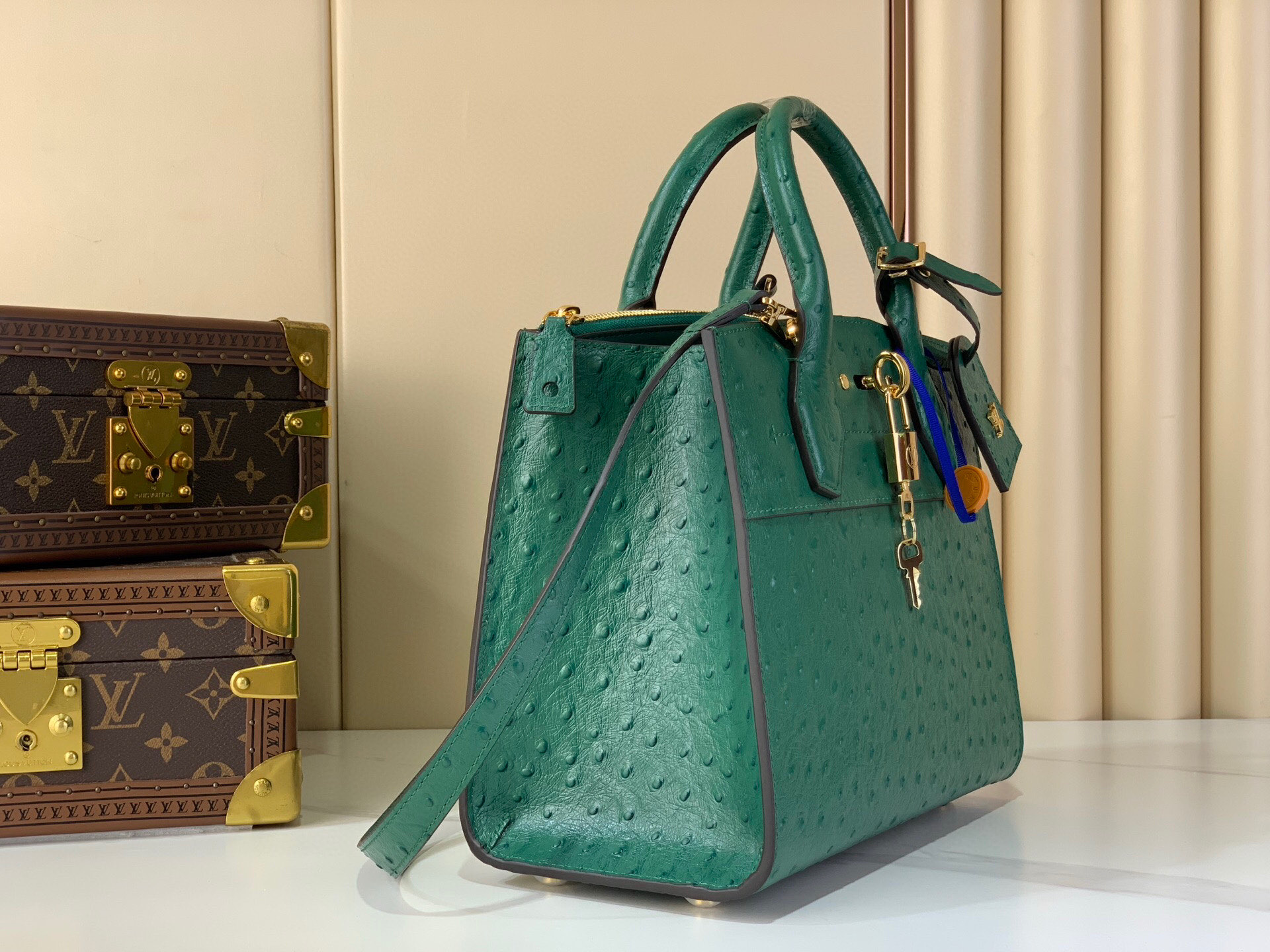 LV Style Beige Leather Top Handle Bag Lookbook Reference image 2