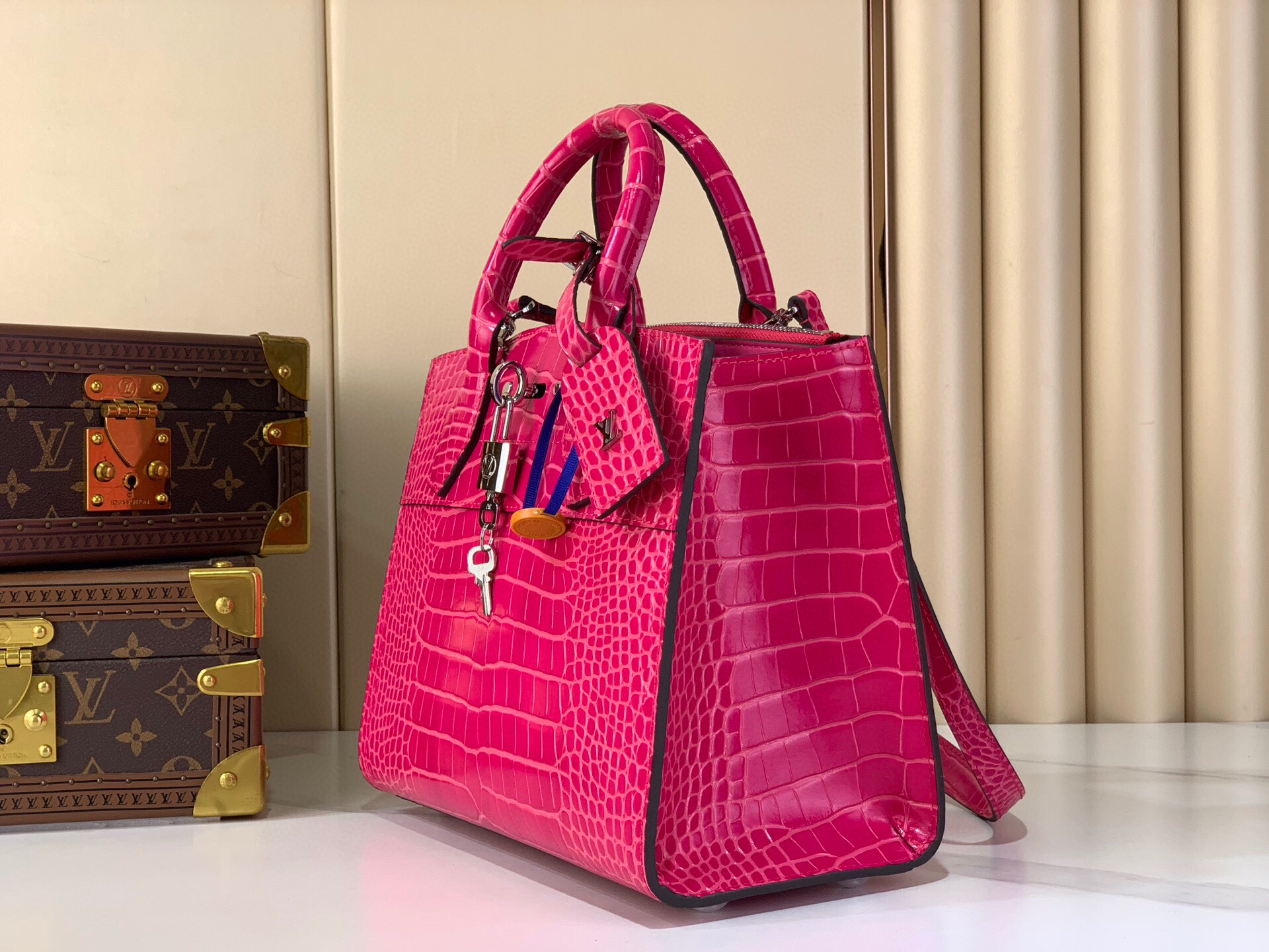 LV Style Beige Leather Top Handle Bag Lookbook Reference image 2