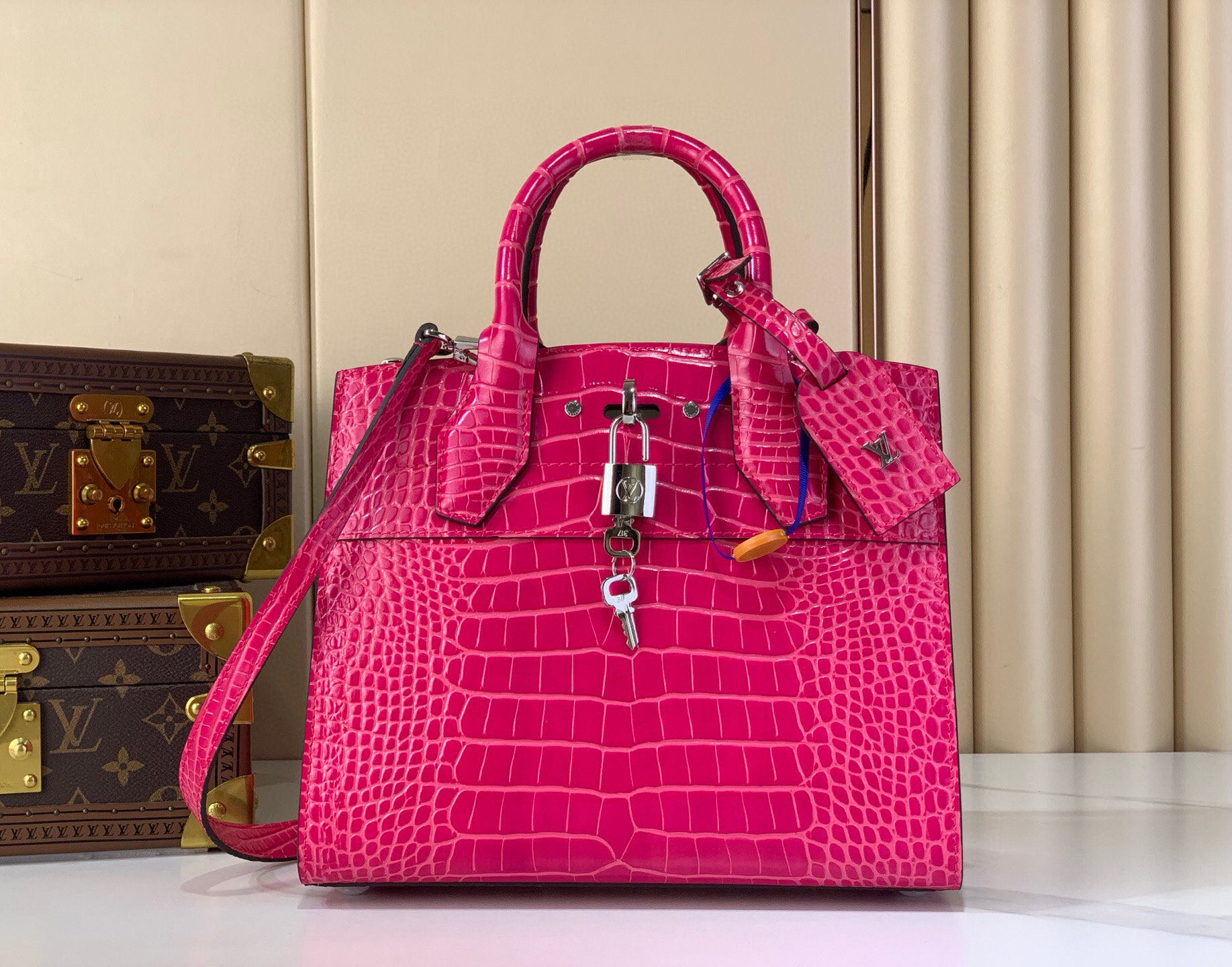 LV Style Beige Leather Top Handle Bag Lookbook Reference image 1