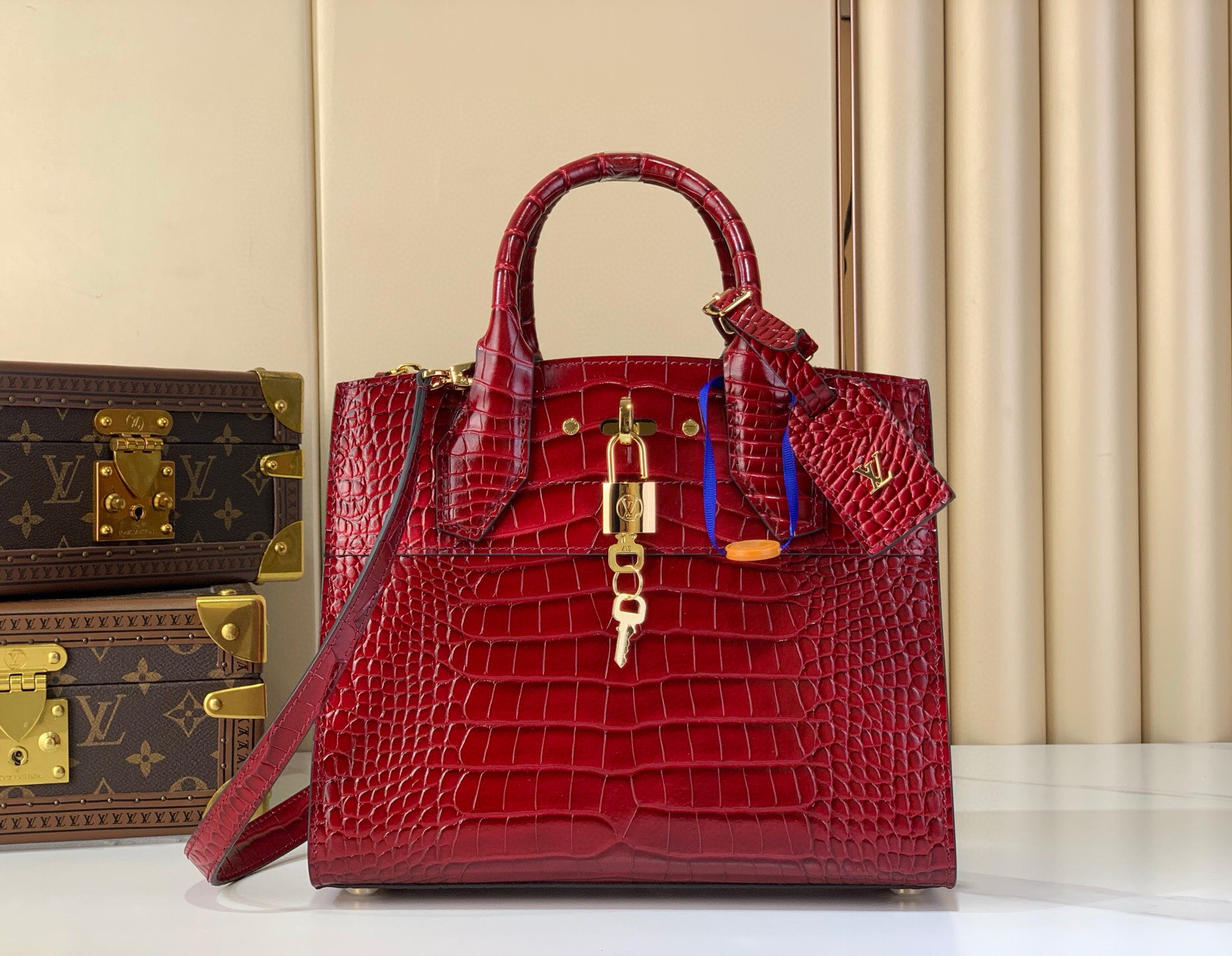 LV Style Beige Leather Top Handle Bag Lookbook Reference image 1