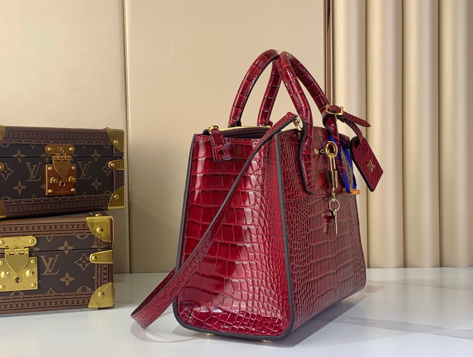 LV Style Beige Leather Top Handle Bag Lookbook Reference image 2