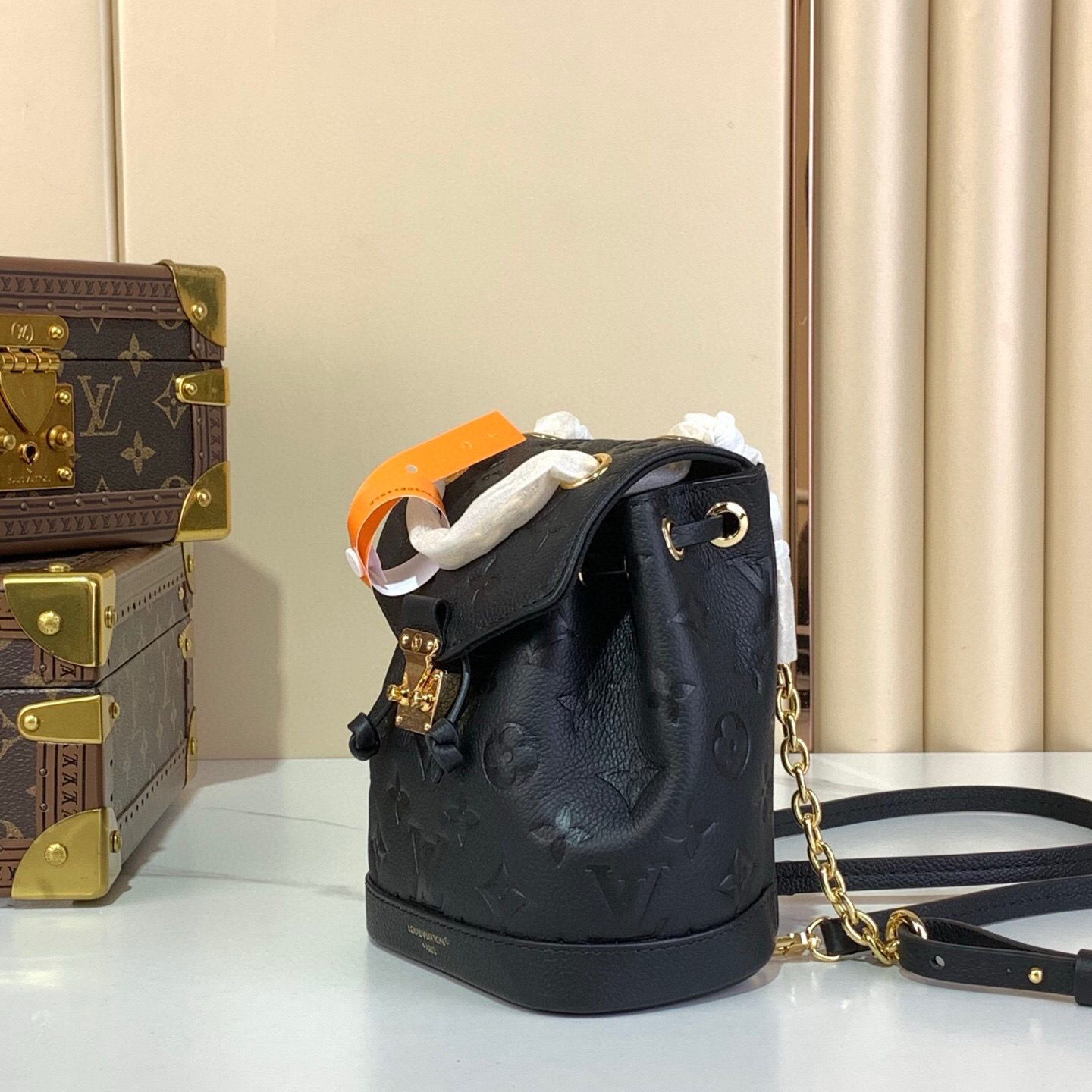 LV Style Black Leather Backpack Lookbook Reference image 2