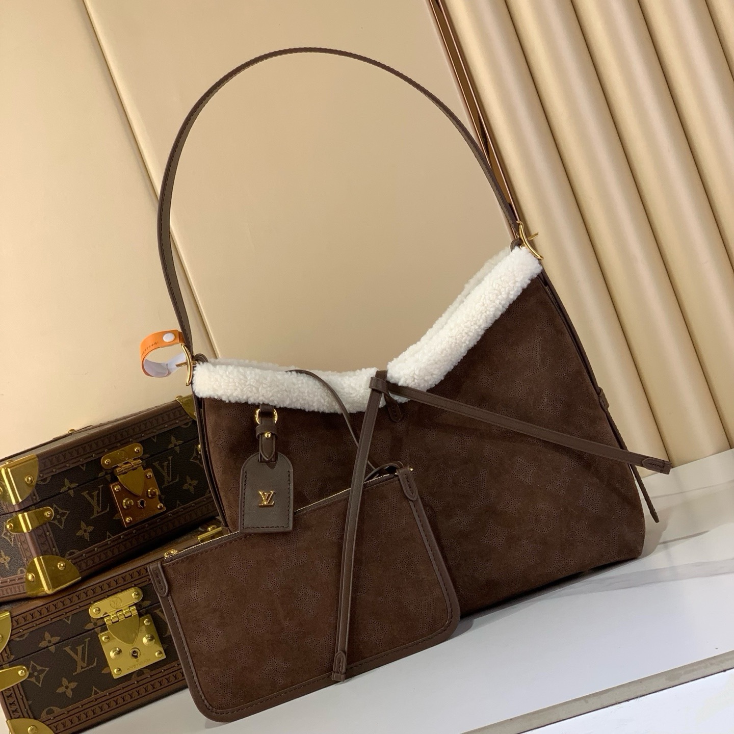 LV Style Beige Leather Top Handle Bag Lookbook Reference image 1