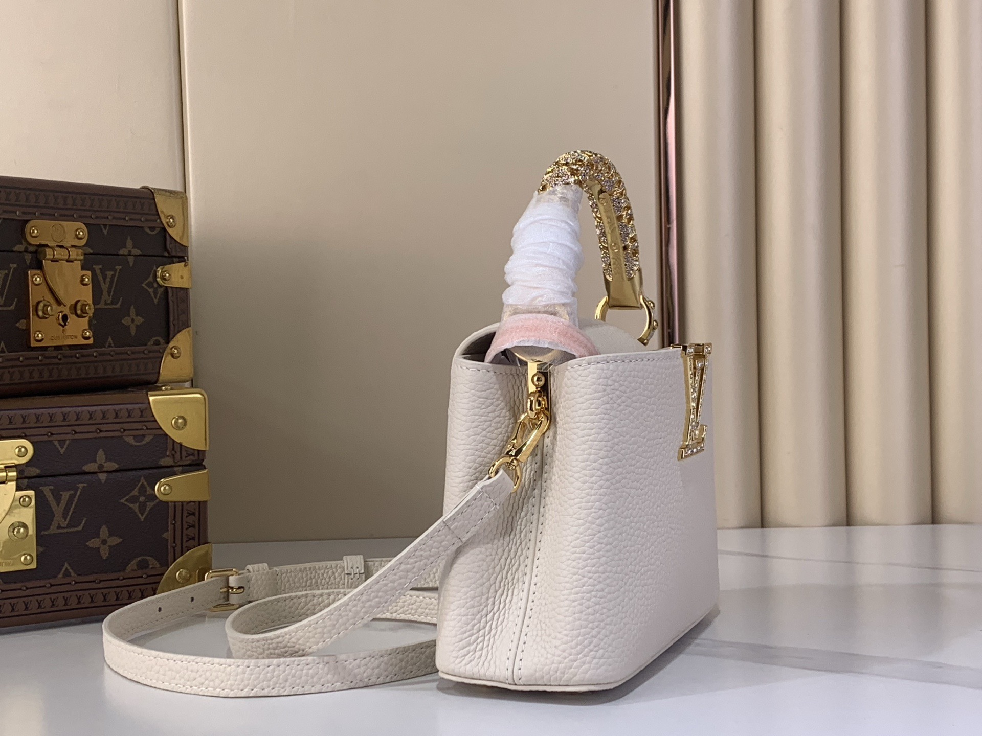 LV Style White Leather Top Handle Bag Lookbook Reference image 2