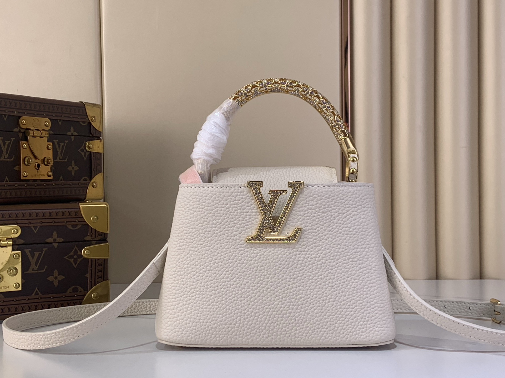LV Style White Leather Top Handle Bag Lookbook Reference image 1