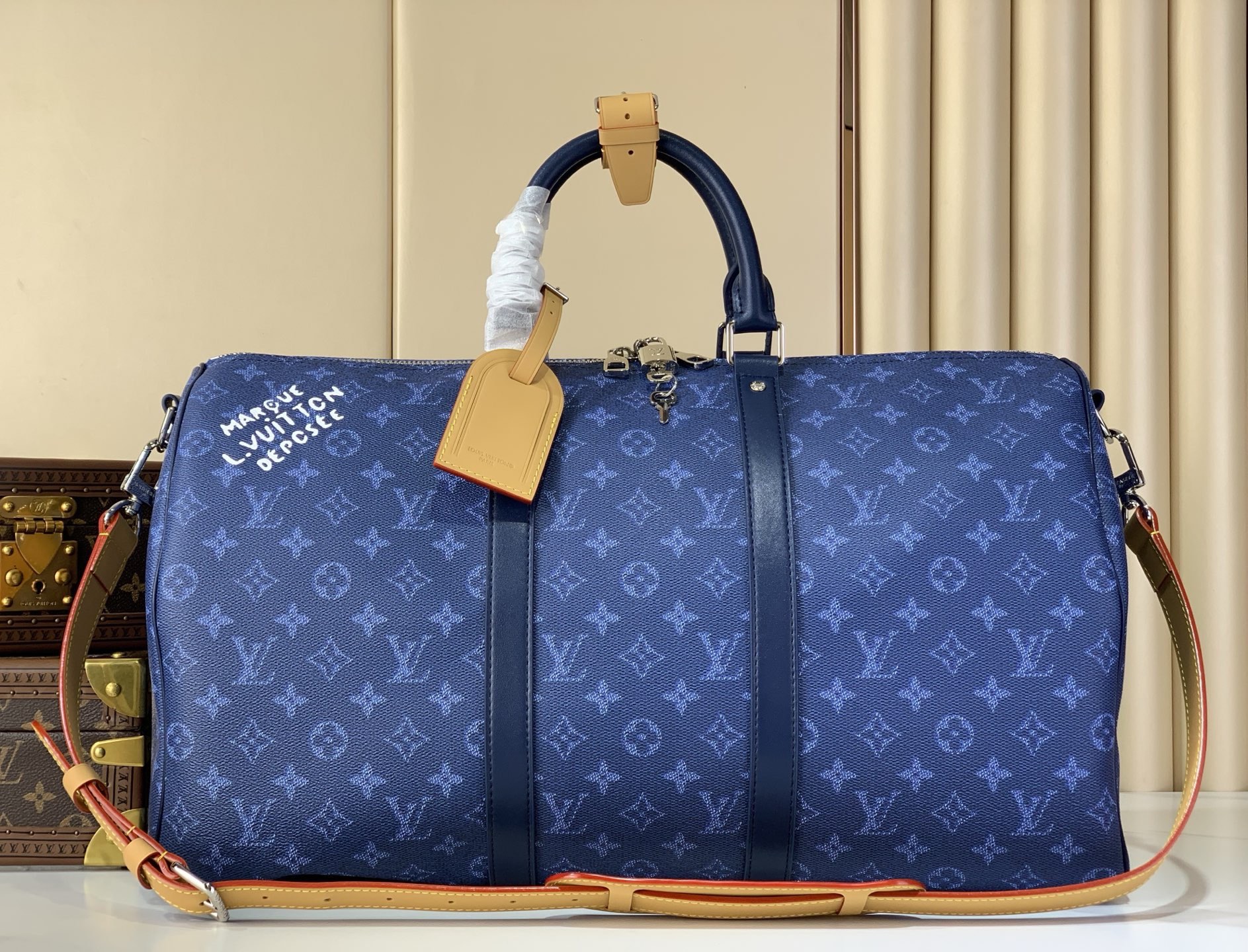 LV Style Beige Leather Travel Bag Lookbook Reference image 1