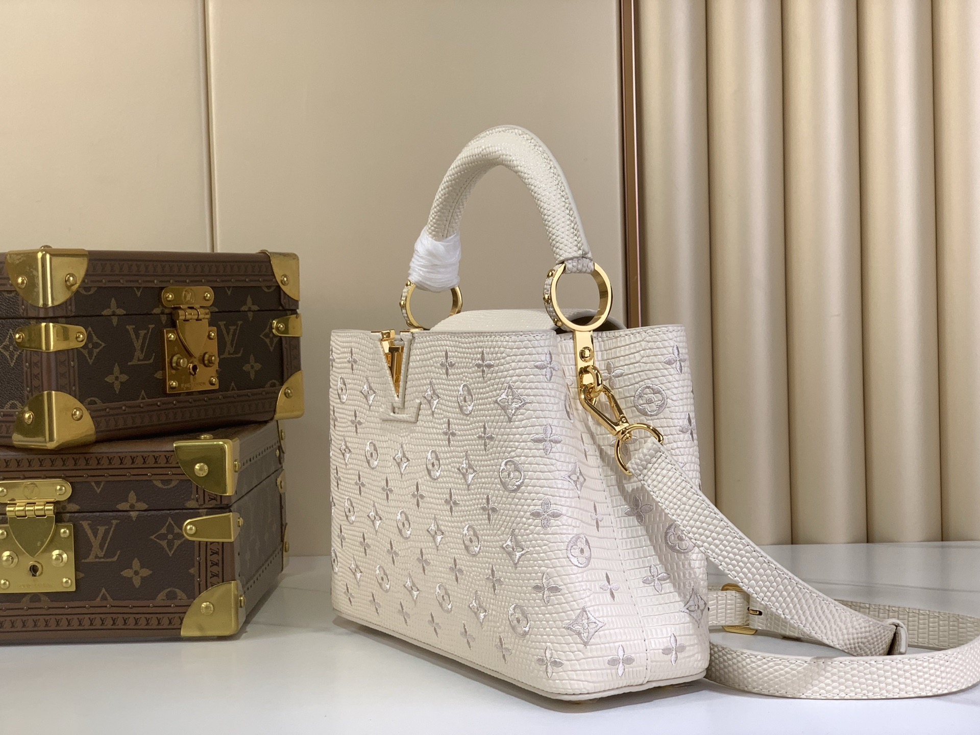 LV Style White Leather Top Handle Bag Lookbook Reference image 2