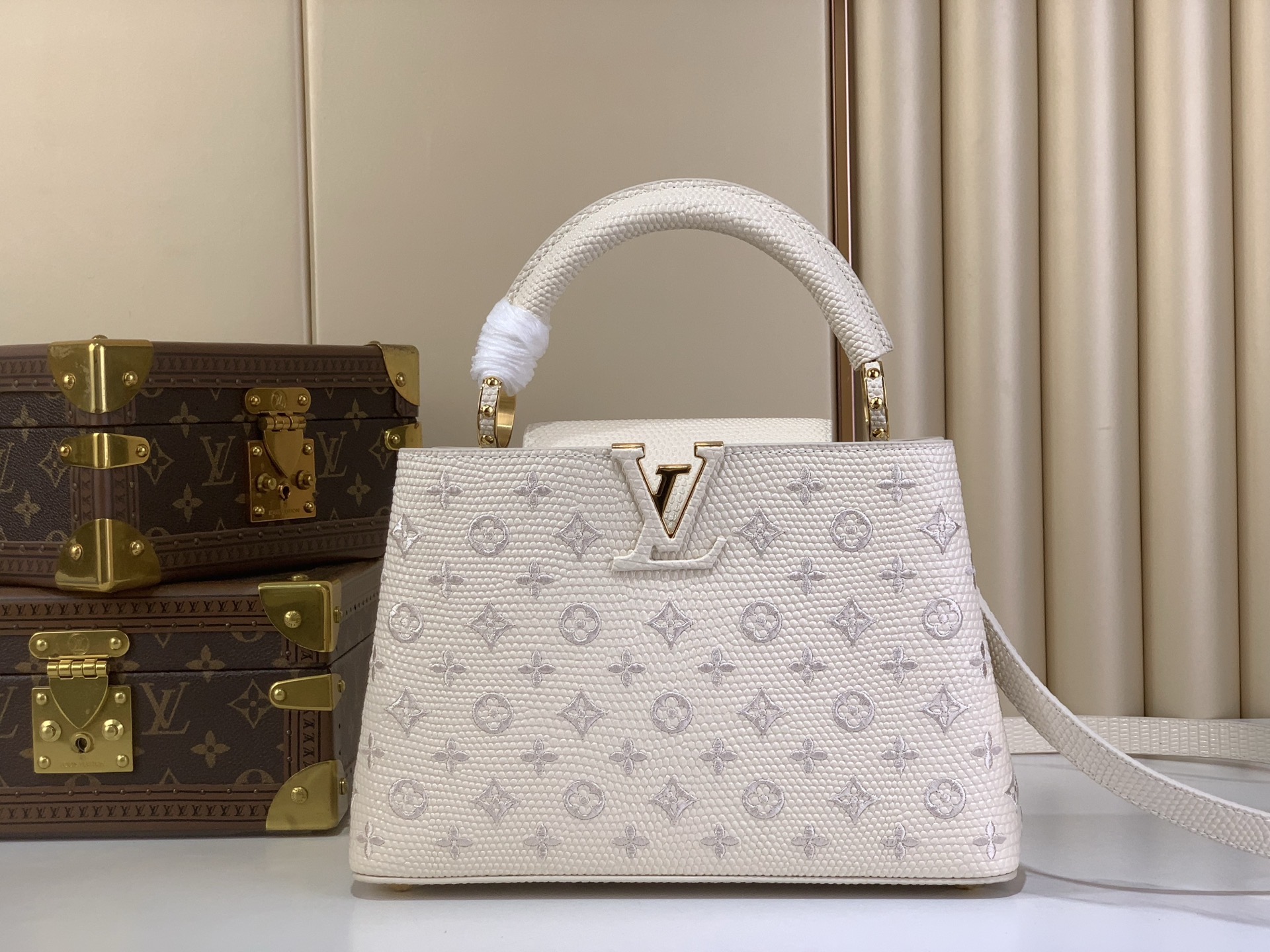 LV Style White Leather Top Handle Bag Lookbook Reference image 1