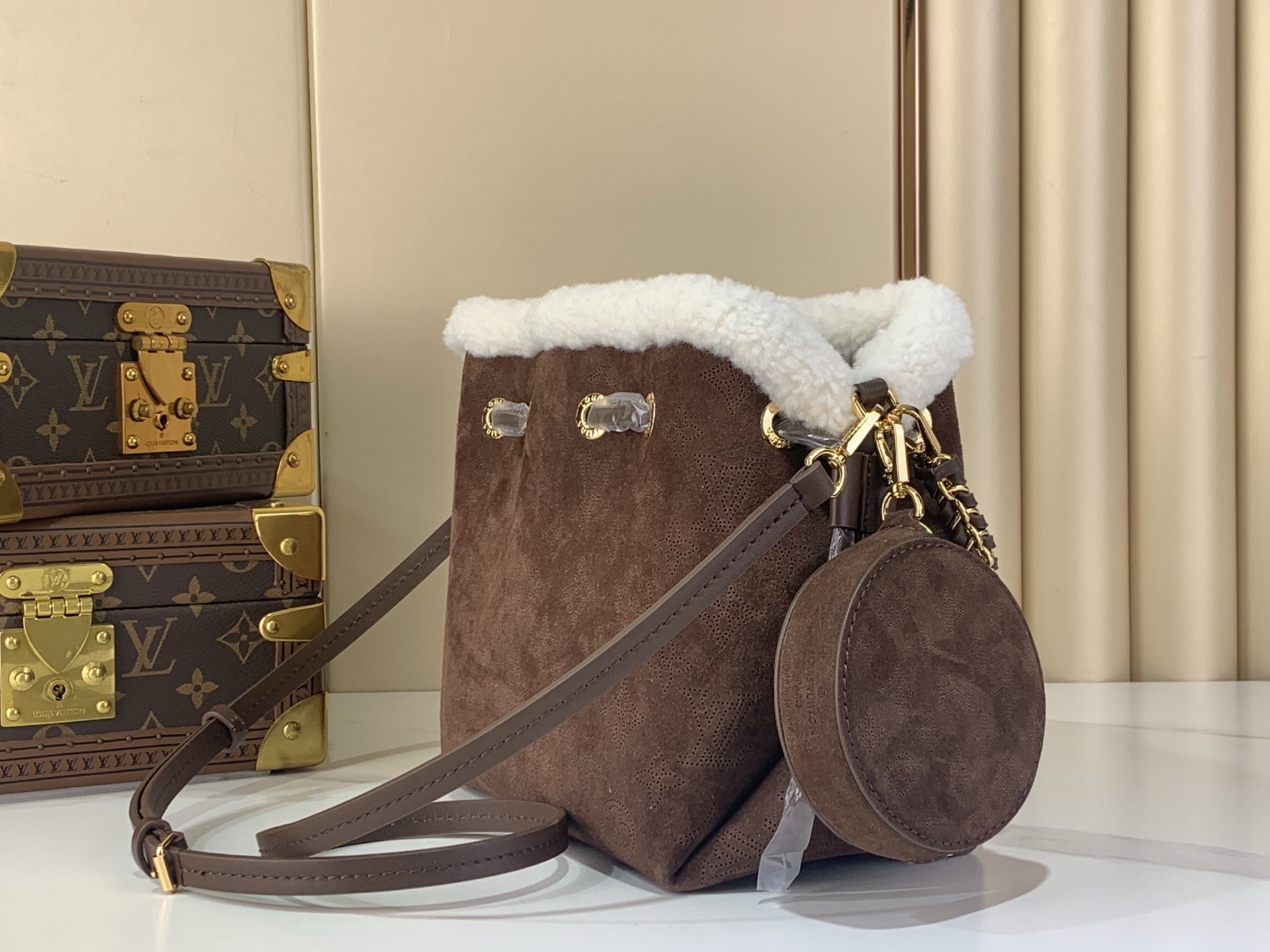 LV Style Brown Leather Top Handle Bag Lookbook Reference image 2