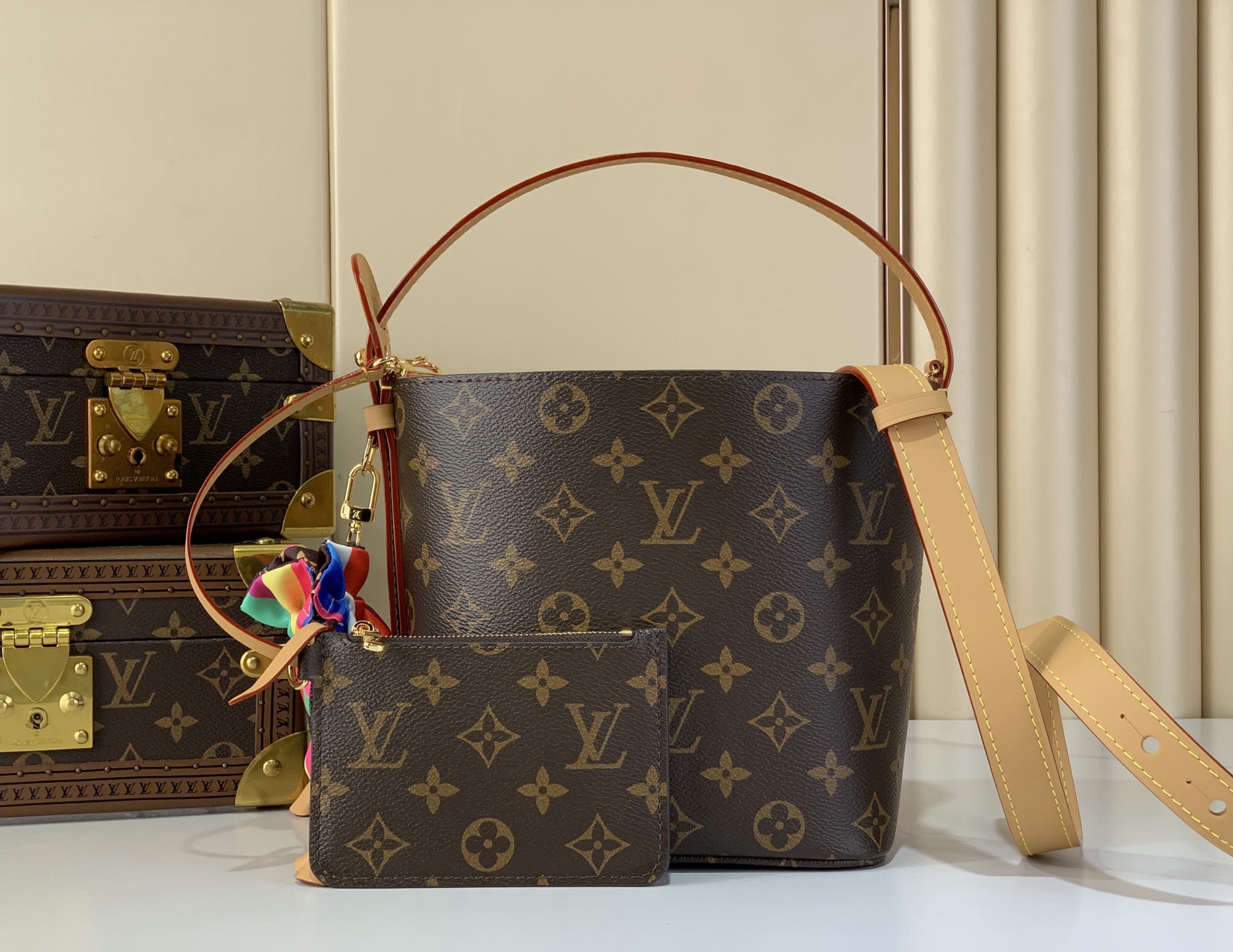 LV Style Beige Leather Top Handle Bag Lookbook Reference image 1
