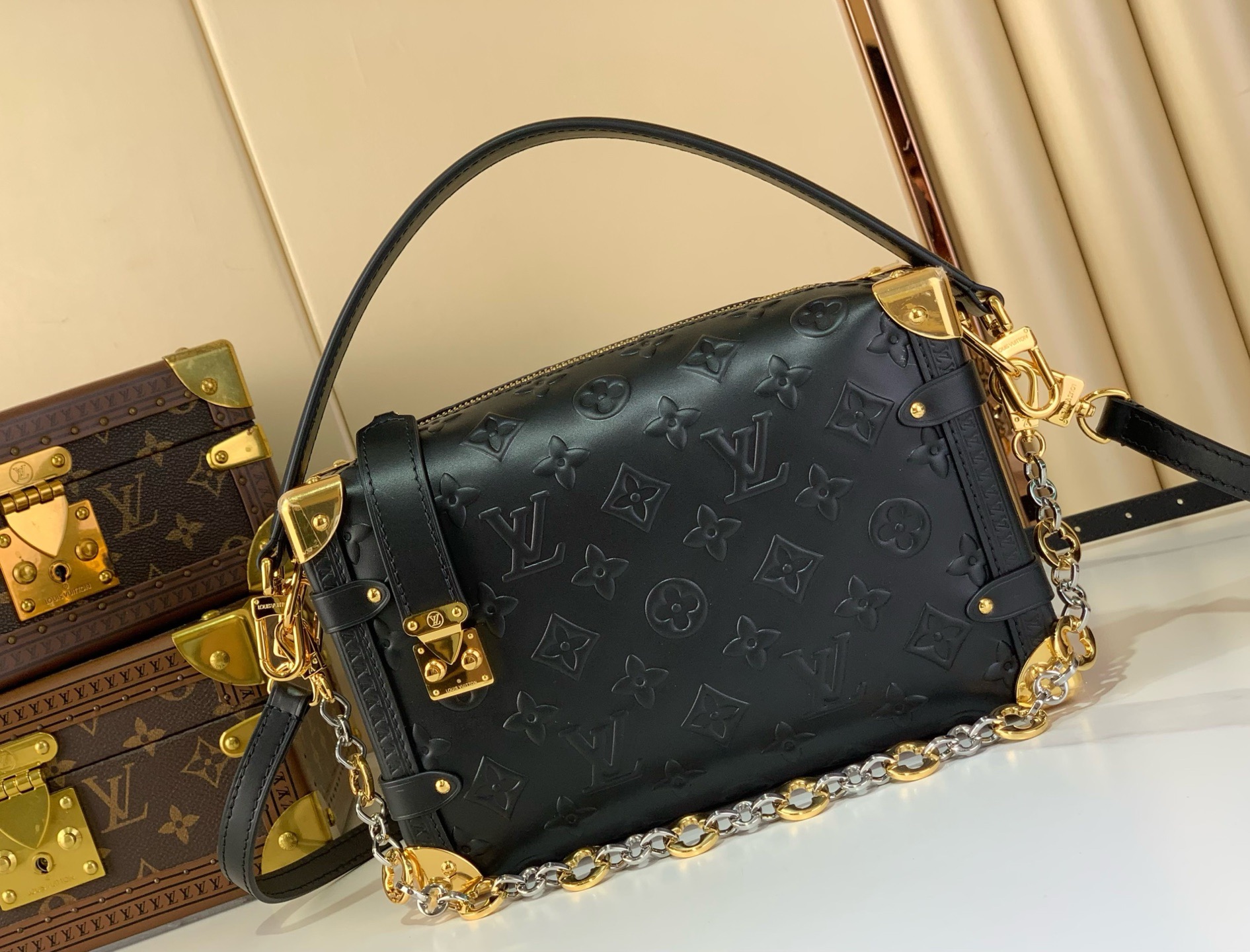 LV Style Black Leather Top Handle Bag Lookbook Reference image 1