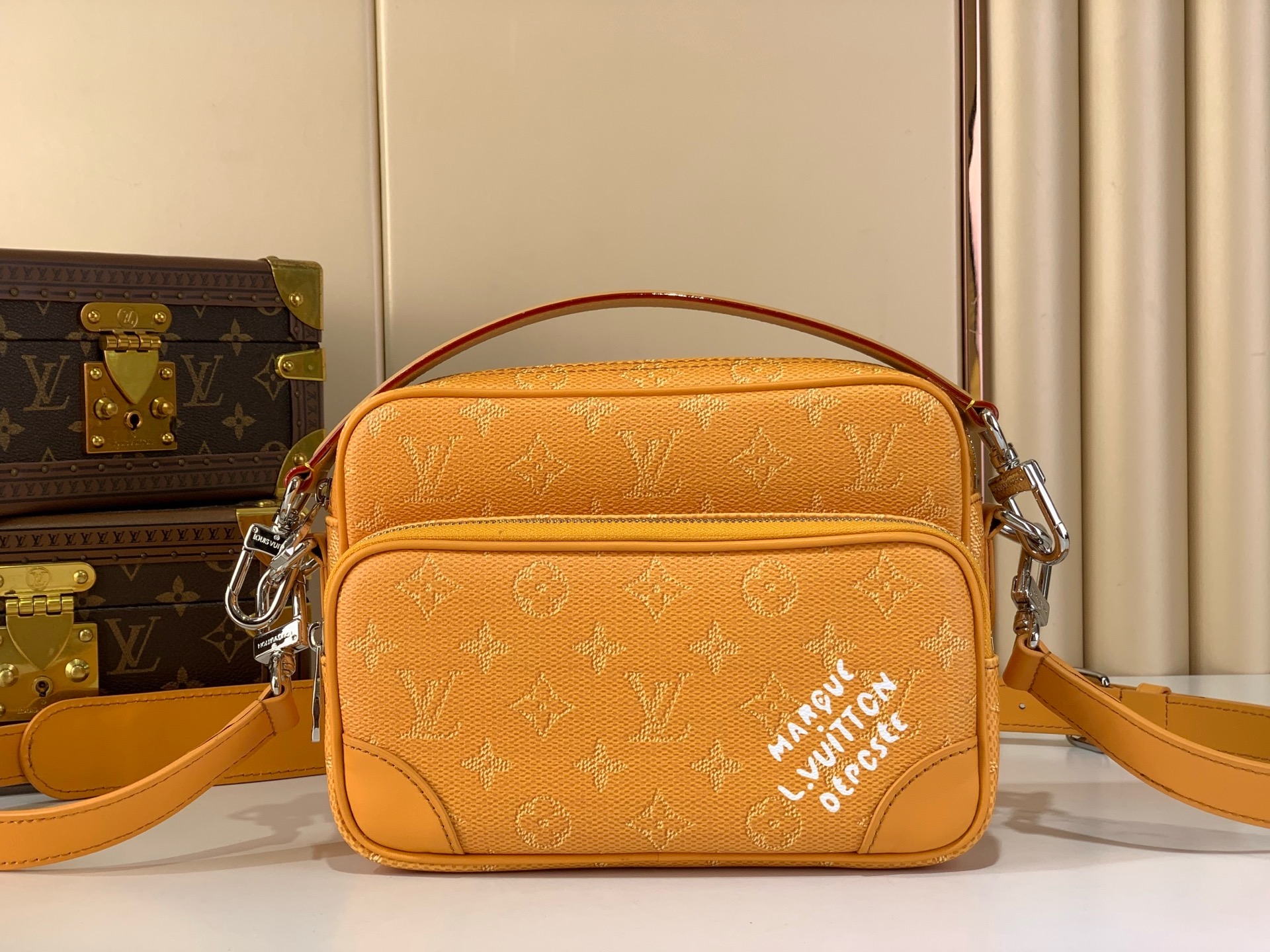 LV Style Beige Leather Top Handle Bag Lookbook Reference image 1