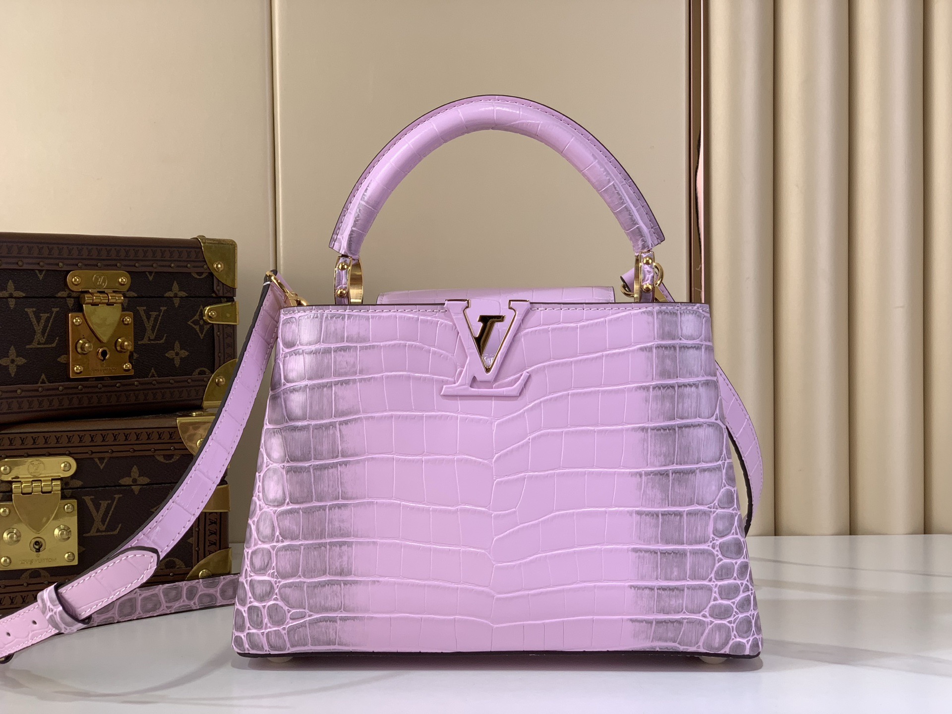 LV Style Pink Leather Top Handle Bag Lookbook Reference image 1