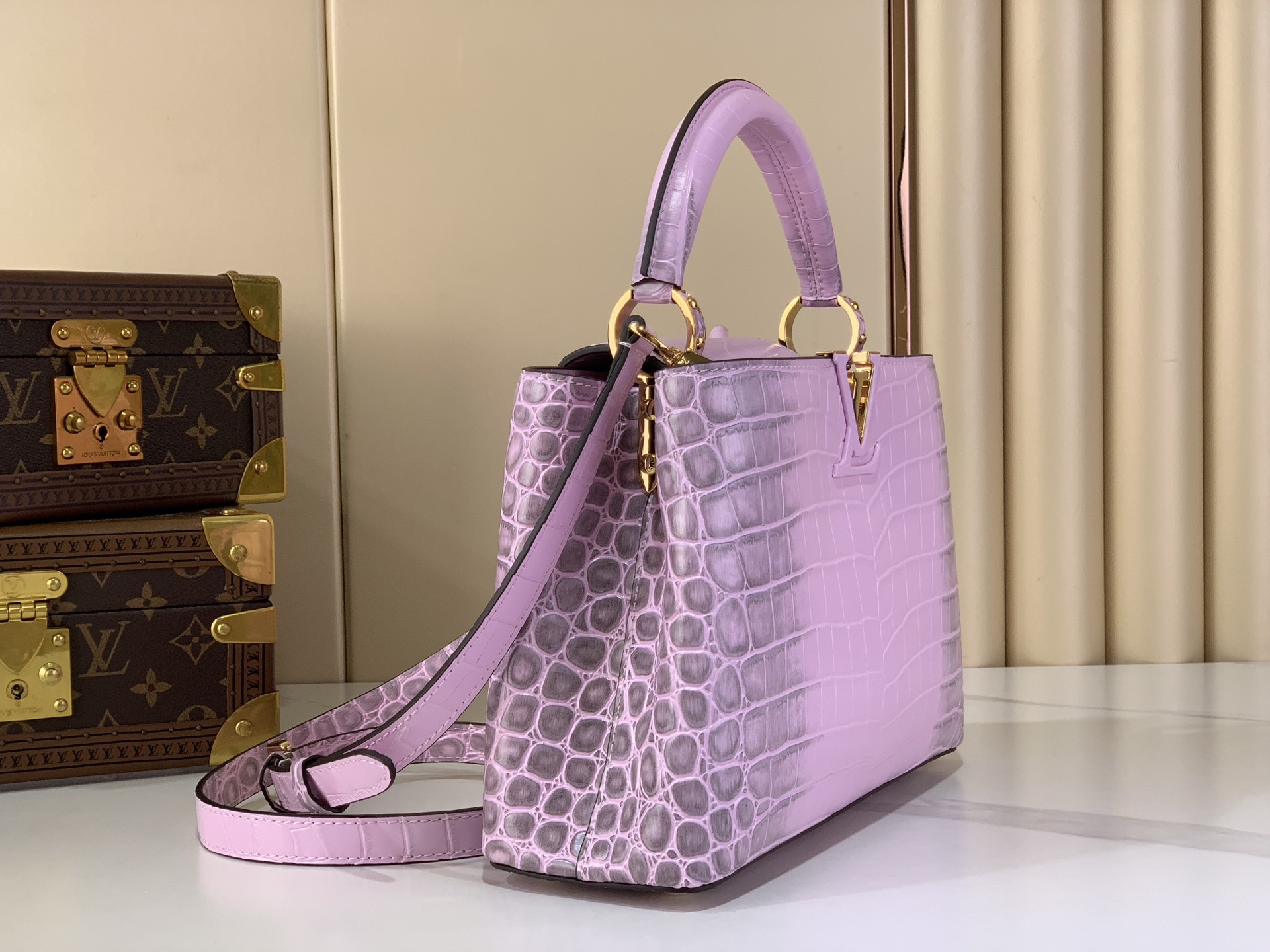 LV Style Pink Leather Top Handle Bag Lookbook Reference image 2