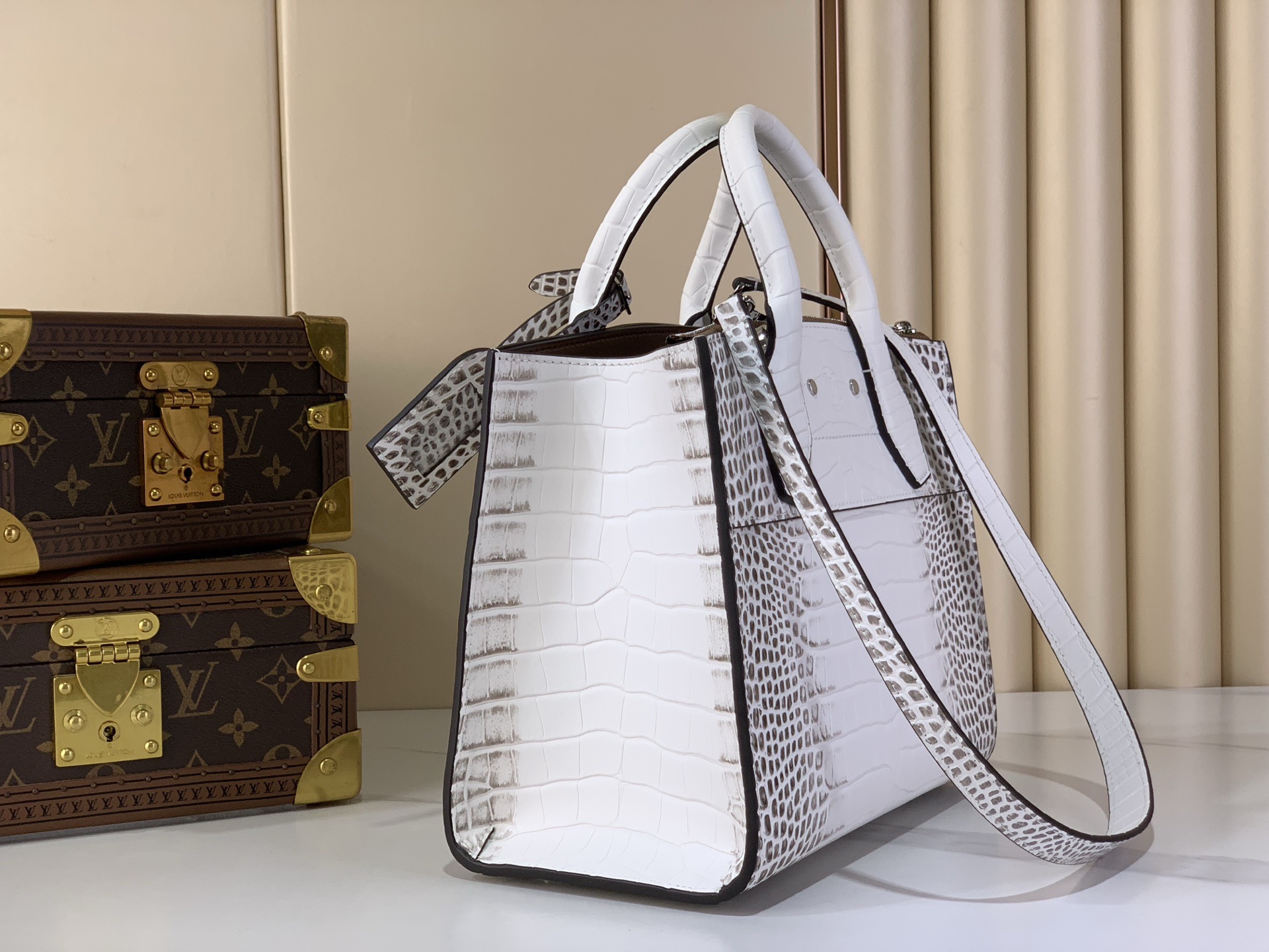 LV Style White Leather Top Handle Bag Lookbook Reference image 2