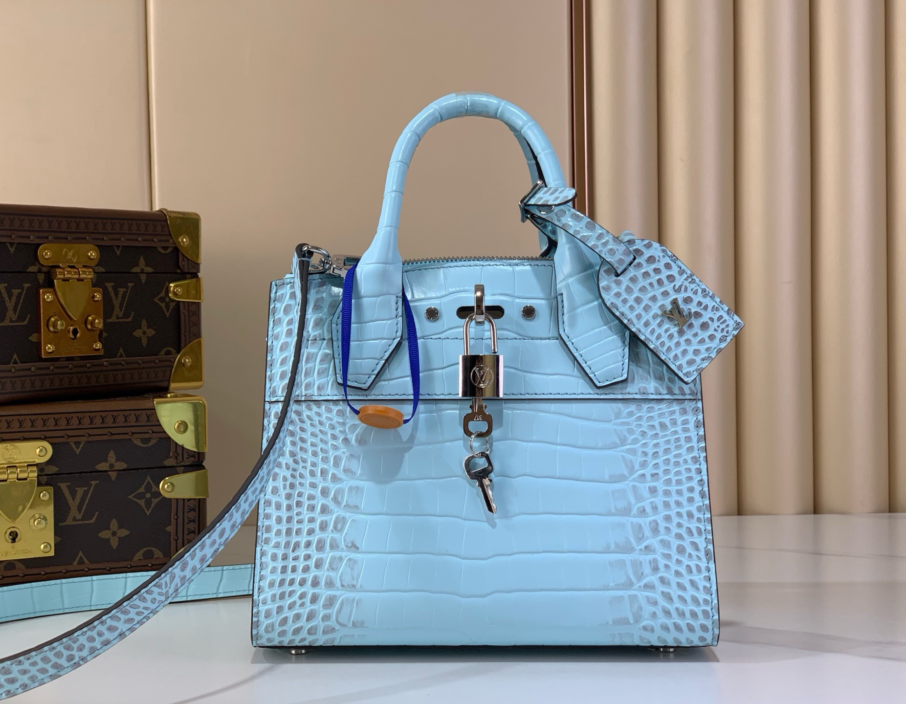 LV Style Beige Leather Top Handle Bag Lookbook Reference image 1