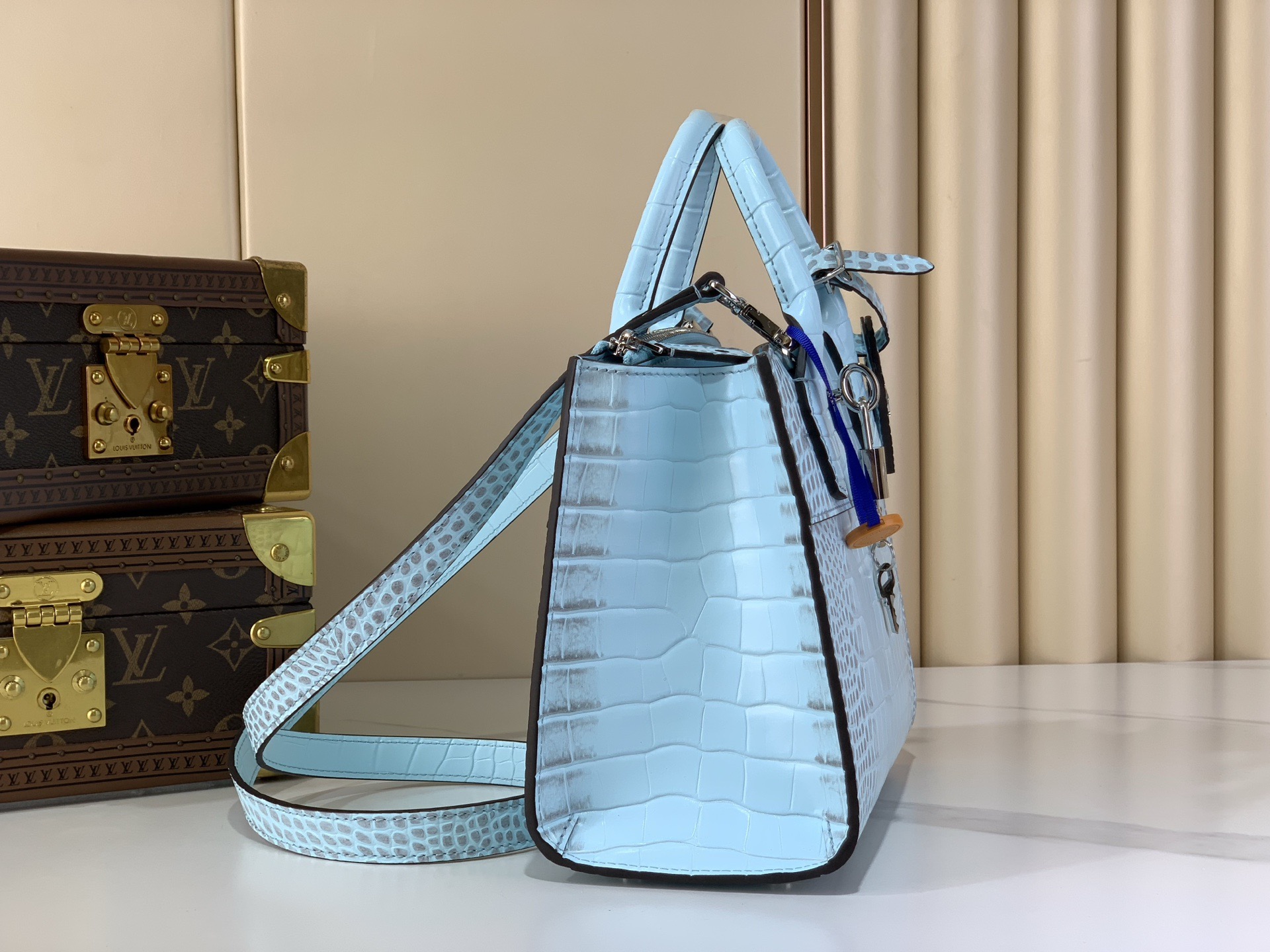LV Style Beige Leather Top Handle Bag Lookbook Reference image 2