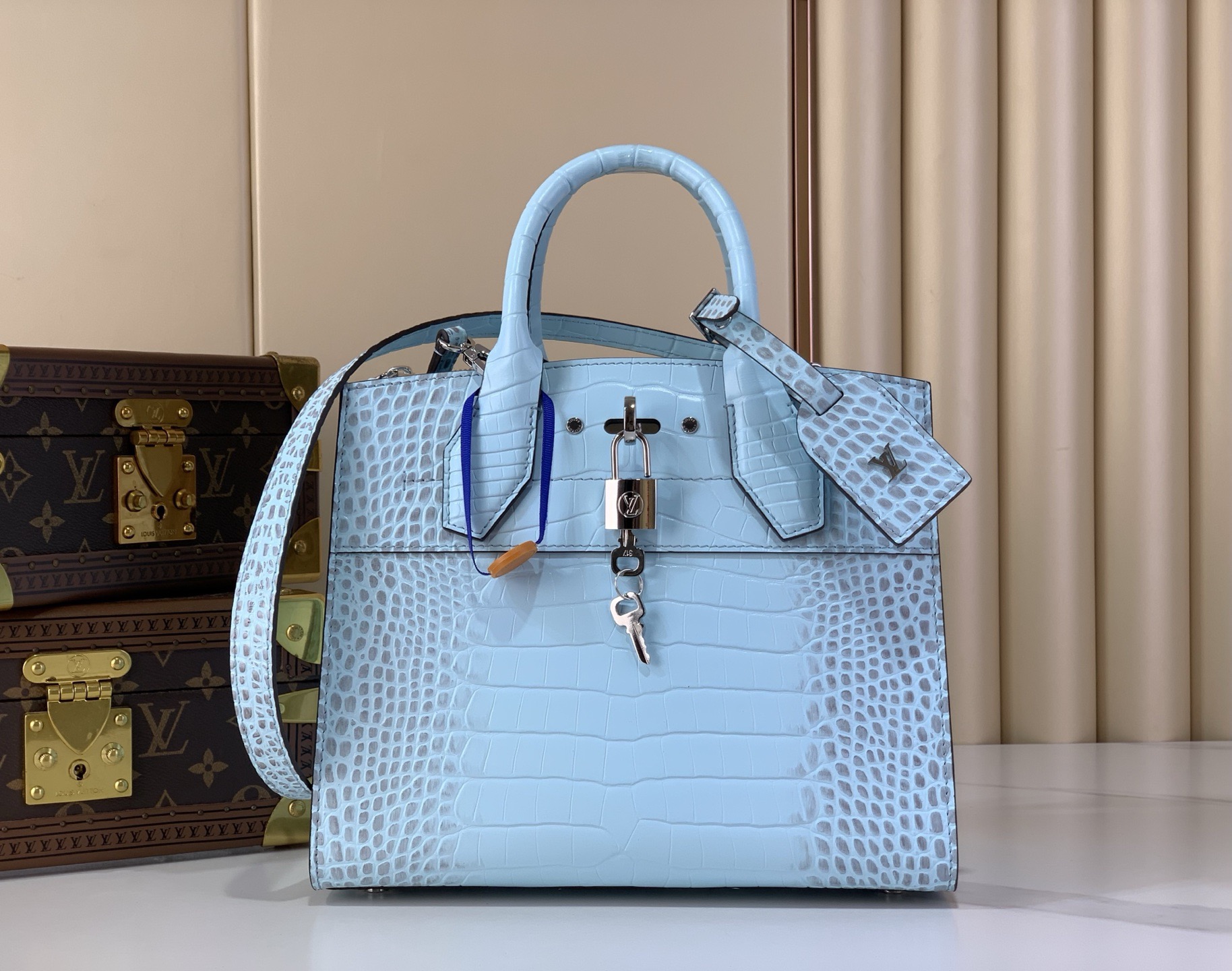 LV Style Beige Leather Top Handle Bag Lookbook Reference image 1