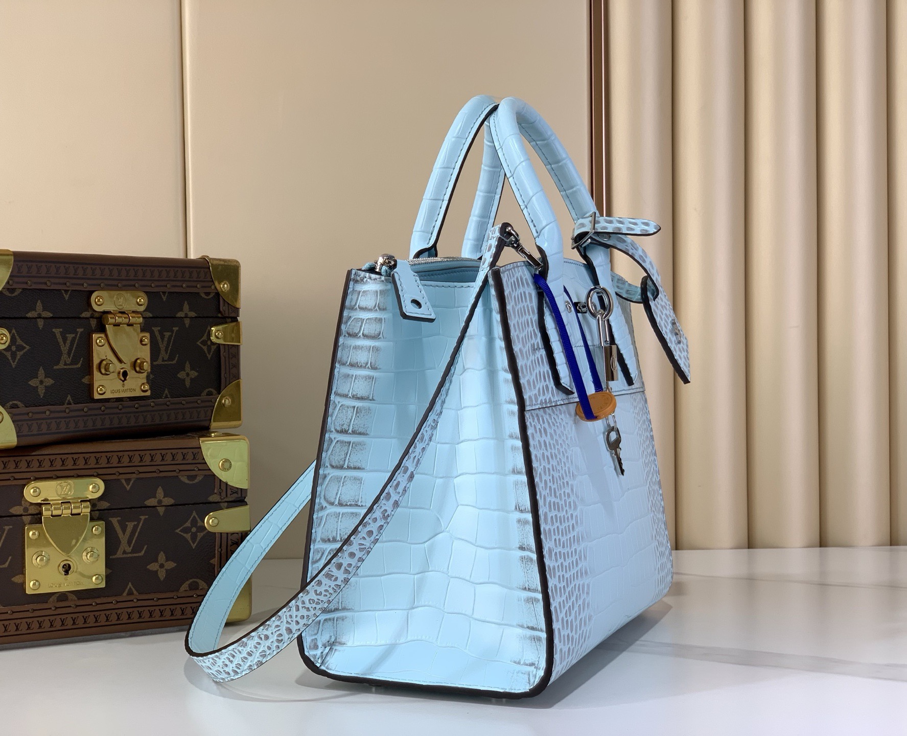 LV Style Beige Leather Top Handle Bag Lookbook Reference image 2