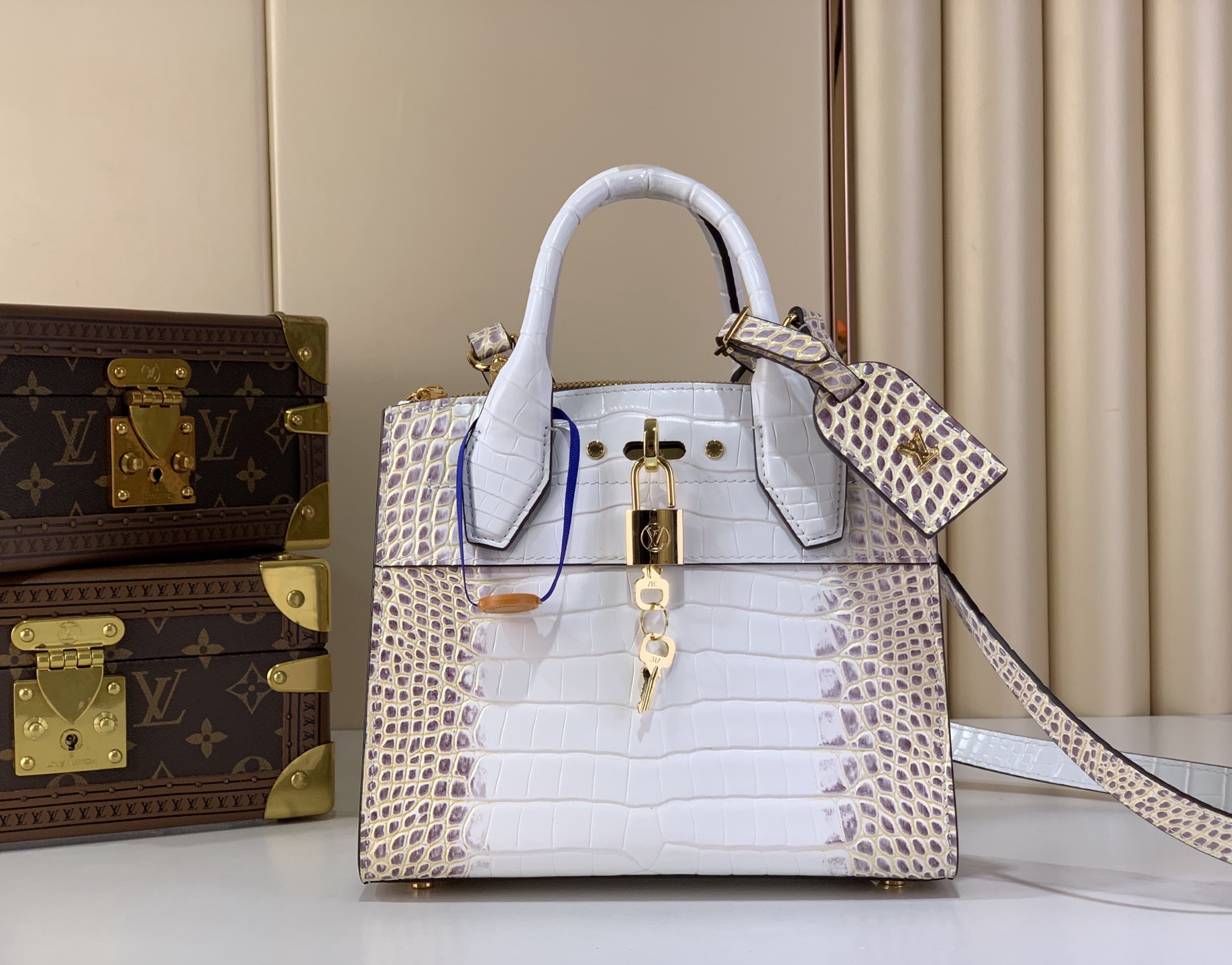 LV Style Beige Leather Top Handle Bag Lookbook Reference image 1