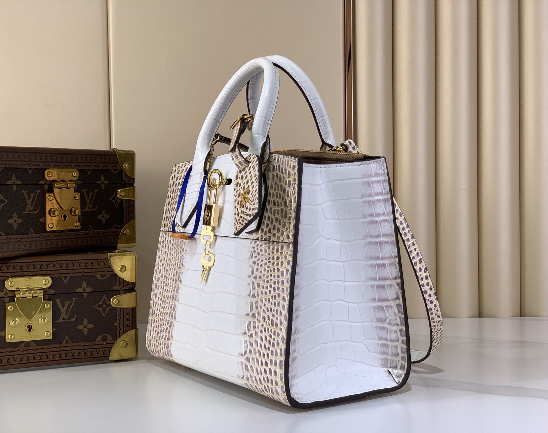 LV Style Beige Leather Top Handle Bag Lookbook Reference image 2