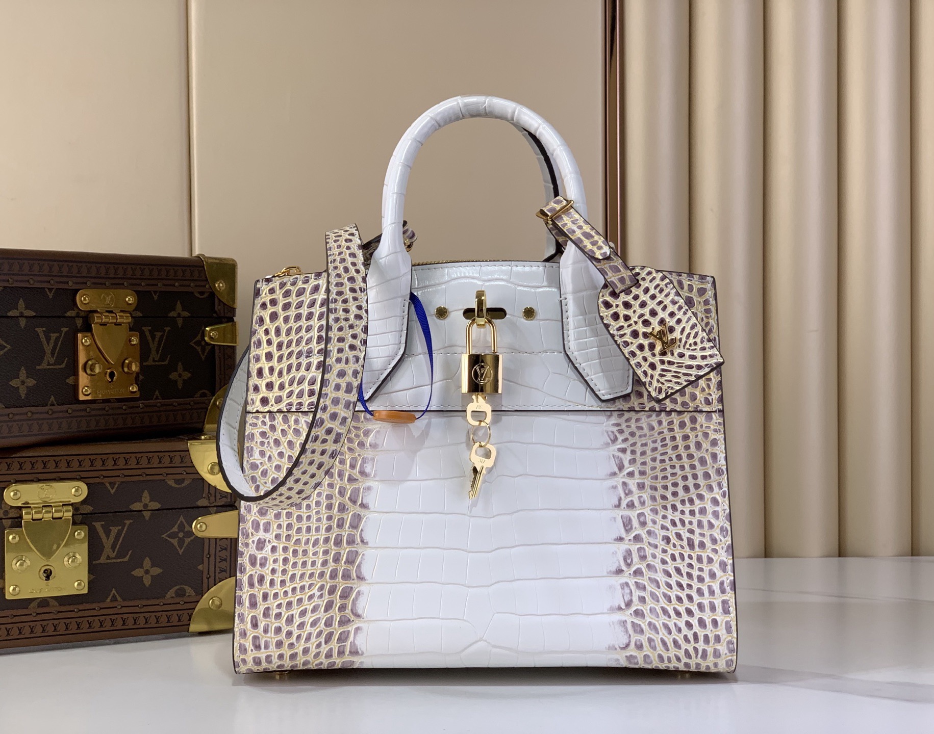 LV Style Beige Leather Top Handle Bag Lookbook Reference image 1